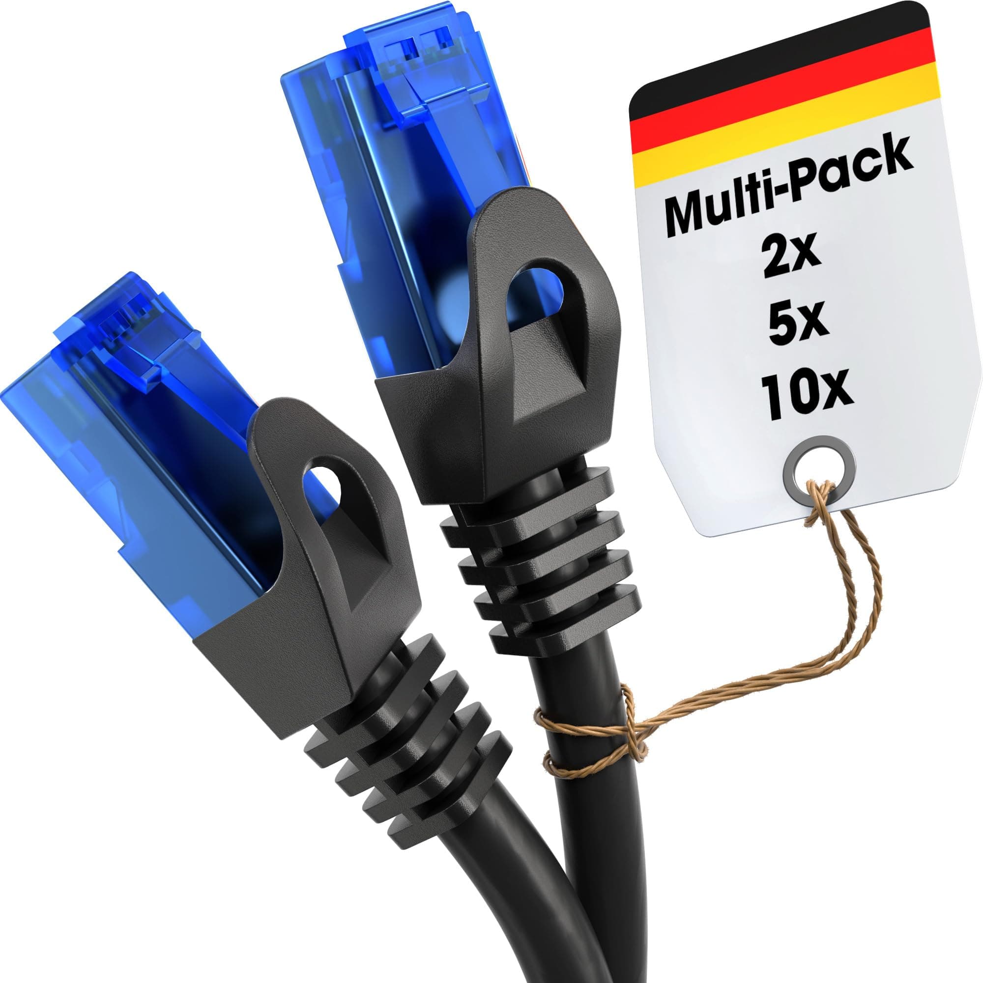 KabelDirekt Netzwerkkabel – Überträgt maximale deutsche Glasfaser-Geschwindigkeit – Netzwerk, Ethernet Kabel, LAN & Patch Kabel – 2x 1,5m – In 0,25-30m – Gigabit-Netz, Router/Modem, RJ45 (schwarz)