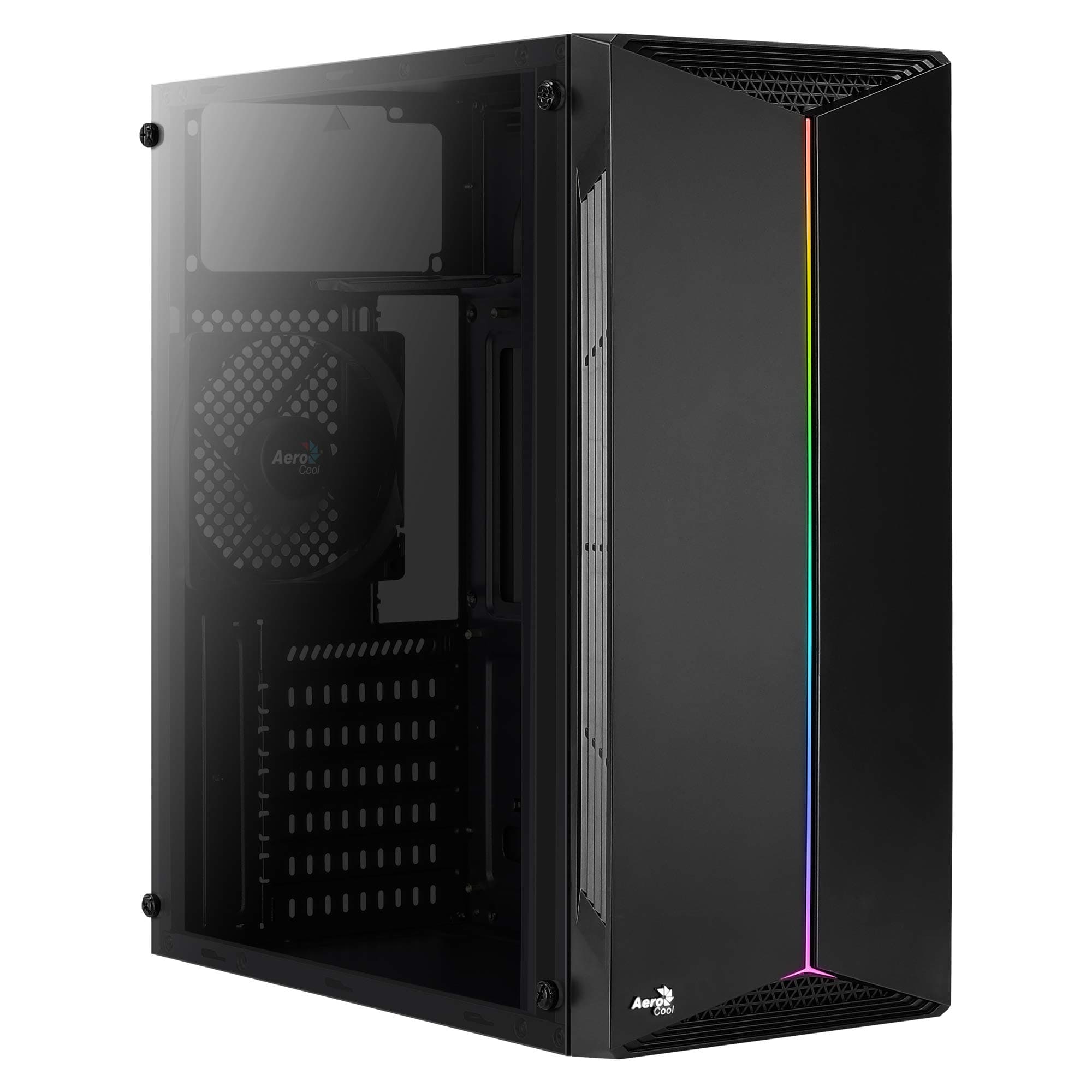 AeroCool SPLIT, PC-Gehäuse, ATX, Acrylglas, RGB 13-Modi, 12-cm-Lüfter Schwarz