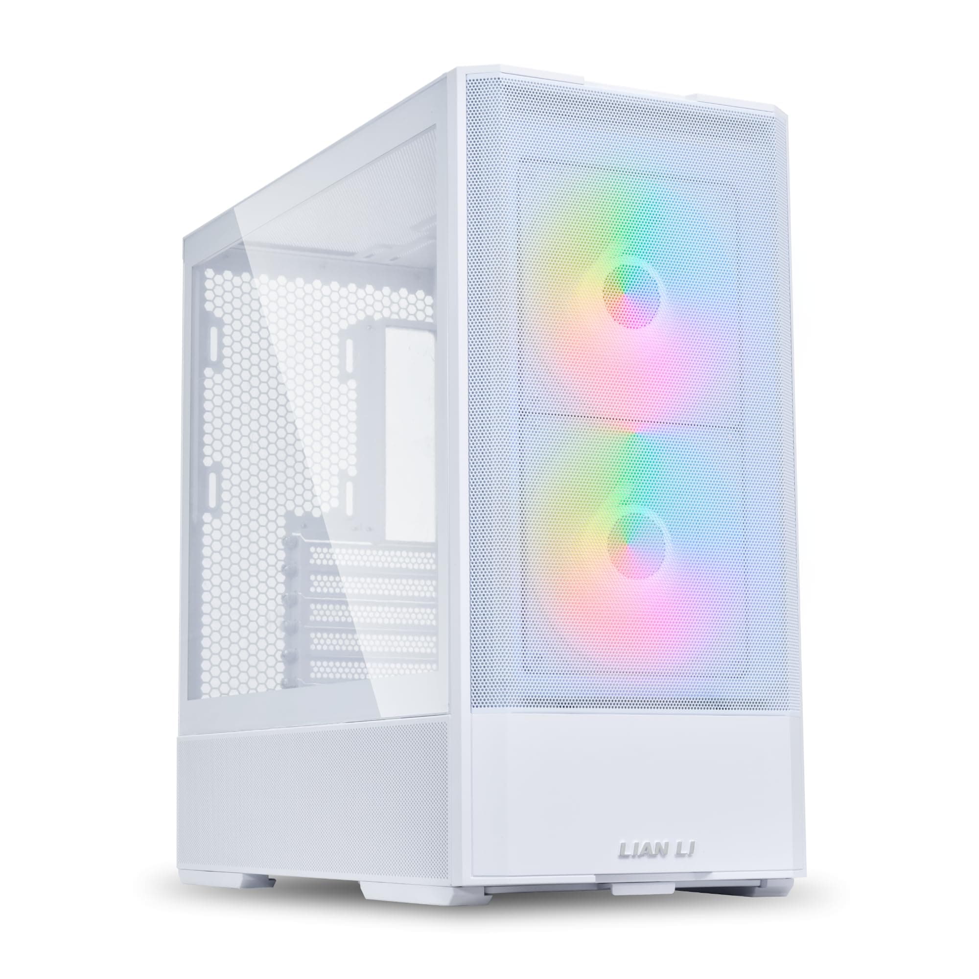 Lian Li LANCOOL 207 Gaming PC Gehäuse ATX Weiß - Midi Tower PC Gehäuse mit RGB-Beleuchtung, Grafikkarten bis 375 mm, bis zu 360 mm Radiator, White Case Stahl, Gehärtetes Glas
