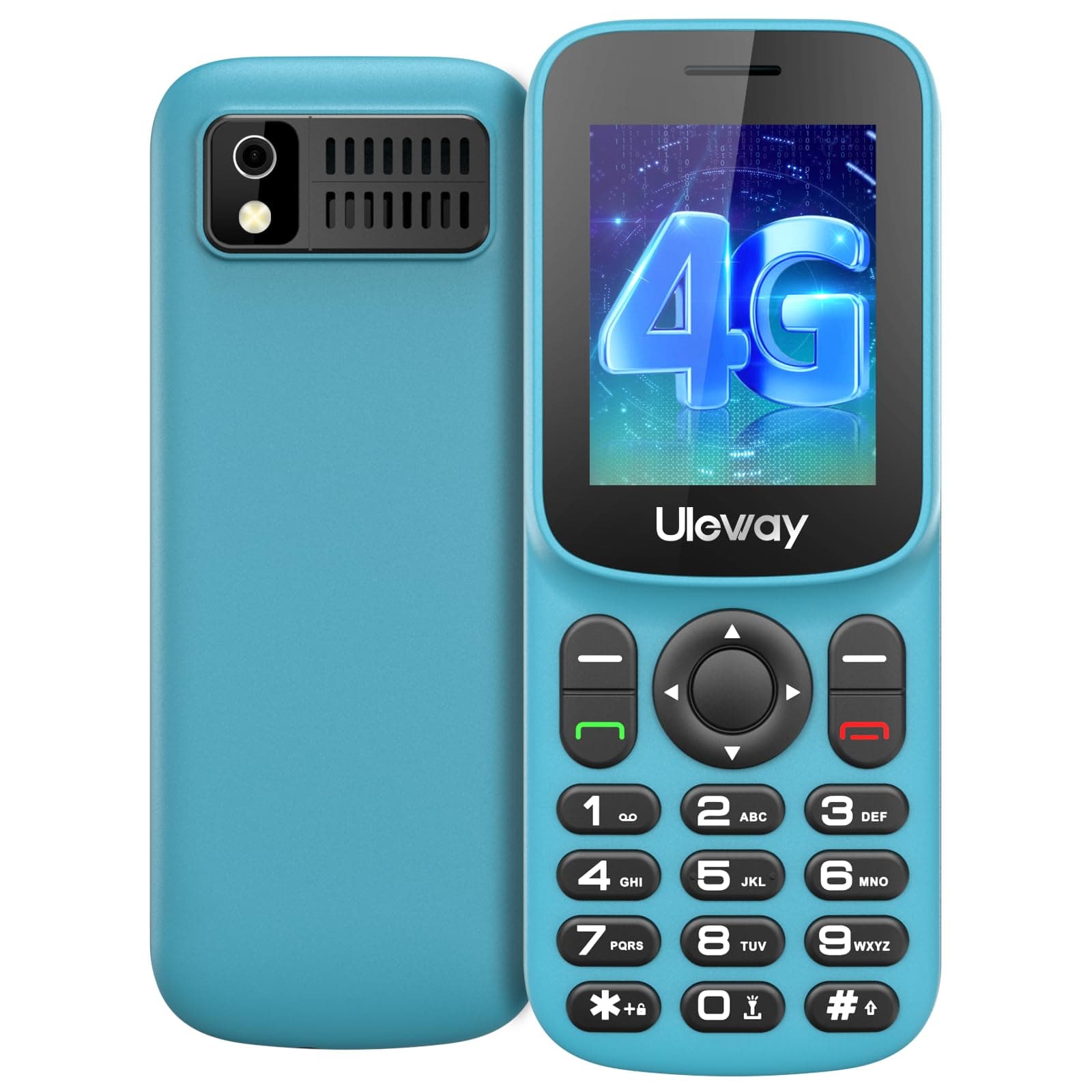 uleway T185 | 4G LTE Handy mit Dual-SIM-Slot | 1.7 Zoll Farbdisplay | Bluetooth | 1000mAh Akku | Seniorenhandy Ohne Vertrag mit LED-Taschenlampe | Prepaid Tastenhandy |Grün
