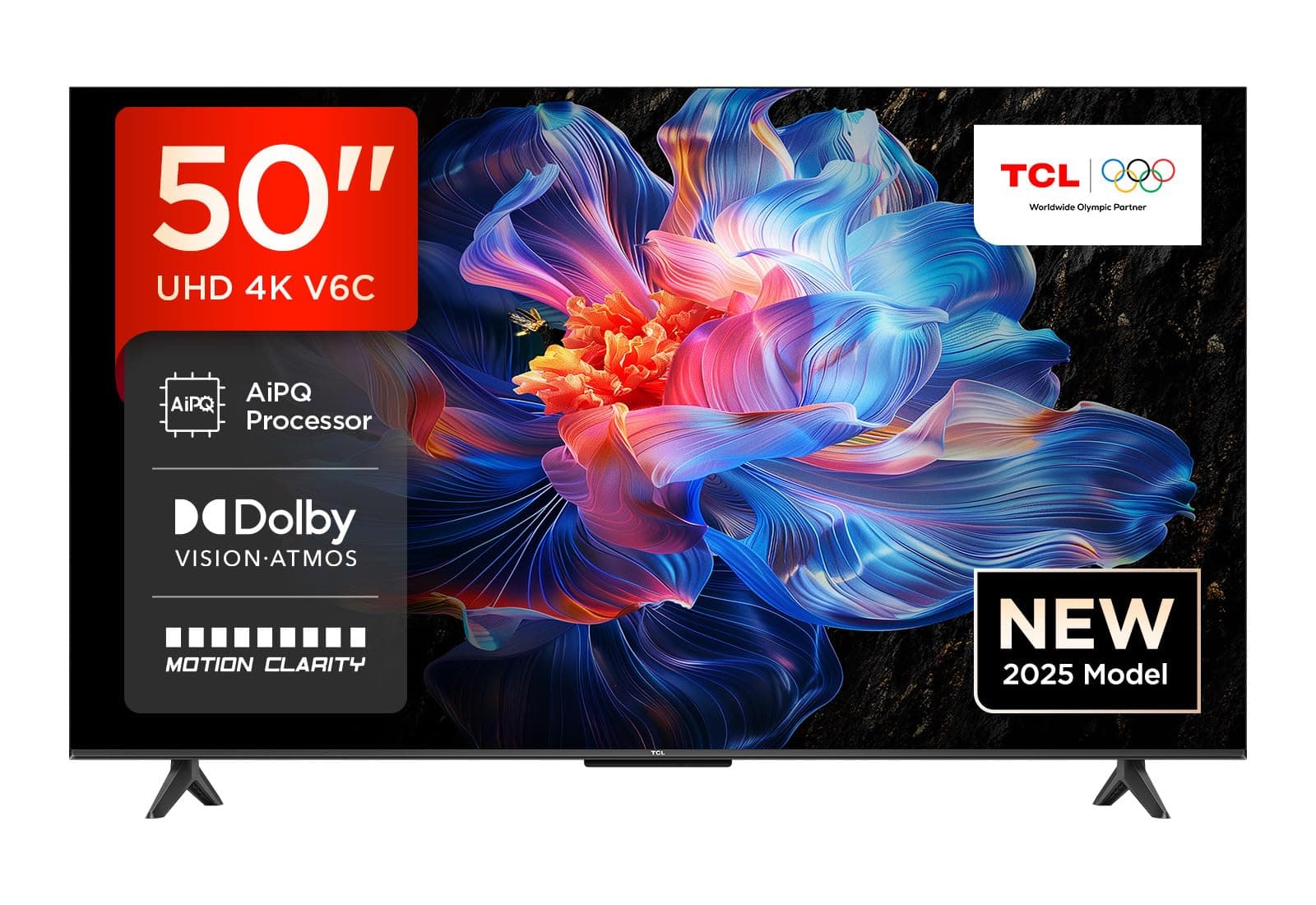 TCL 50V6C 50 Zoll Direct LED TV, 4K HDR Fernseher, Smart TV mithilfe von Google TV (Dolby Audio, Motion Clarity, Kompatibel mit Google Assistant)