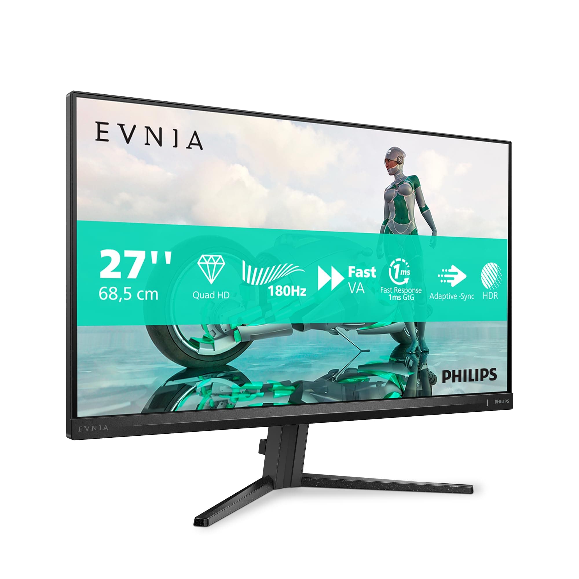 Philips Evnia 27M2N3500AM - 27 Zoll QHD Gaming Monitor, 180 Hertz, 1 ms, FreeSync Prem., HDR10 (2560x1440, 1x DisplayPort 1.4, 2X HDMI 2.0) schwarz/grau