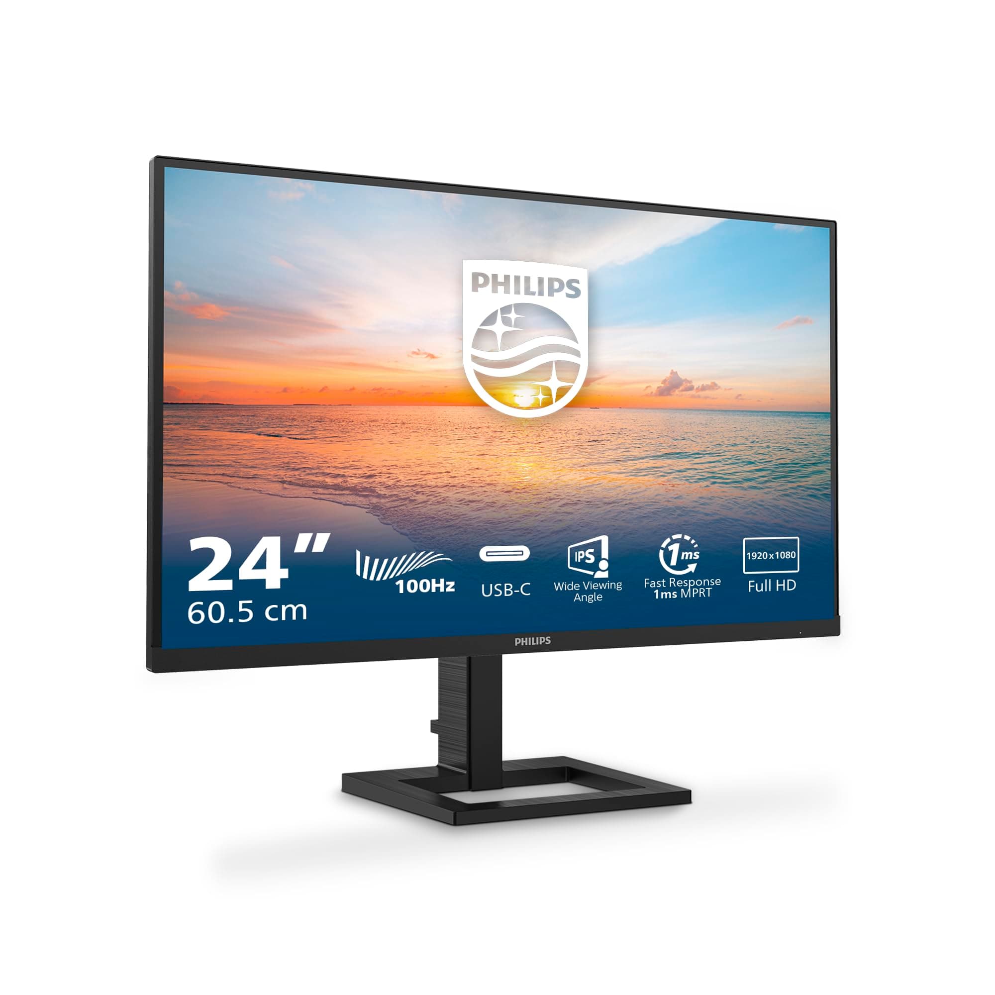 Philips 24E1N1300AM - 24 Zoll Full HD Monitor, Lautsprecher (1920x1080, 100 Hz, 1x HDMI 1.4, USB-C (65W Power Delivery) USB Hub) schwarz