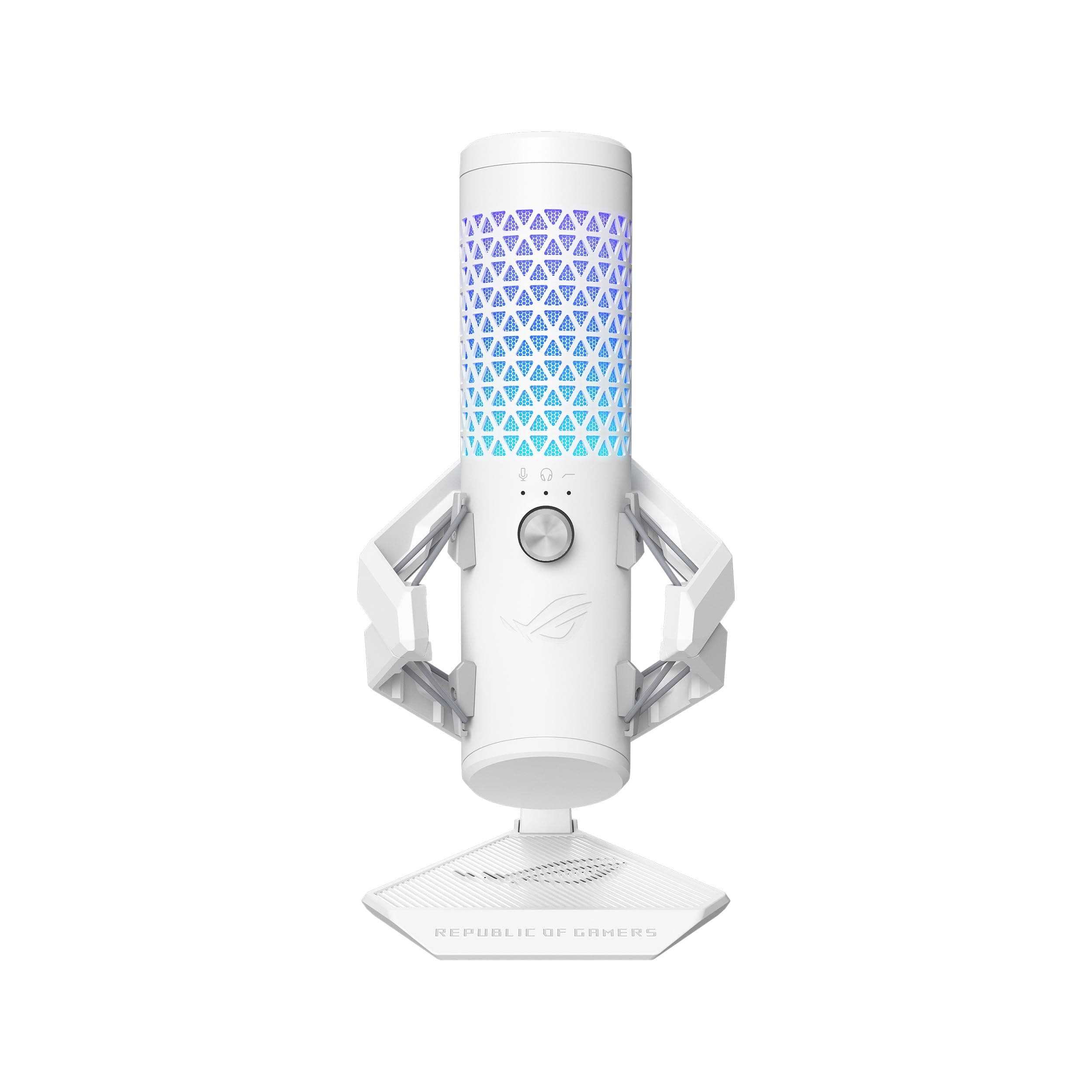 ASUS ROG Carnyx RGB Kondensator-Gaming-Mikrofon weiß (Gaming, Streaming und Podcast, 25-mm-Kondensatorkapsel, 192 kHz / 24 Bit Abtastrate, Hochpassfilter, Pop-Filter, Metallhalterung, Aura Sync