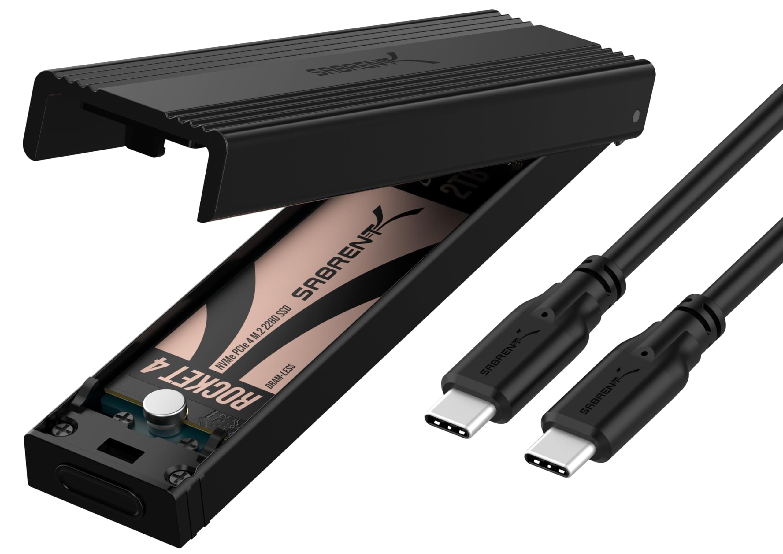 SABRENT NVMe Gehäuse und m2 SATA SSD Adapter (M-Key, M+B Key) USB C 3.2X2 10Gbps Kühlkörper Design (EC-SNVE)