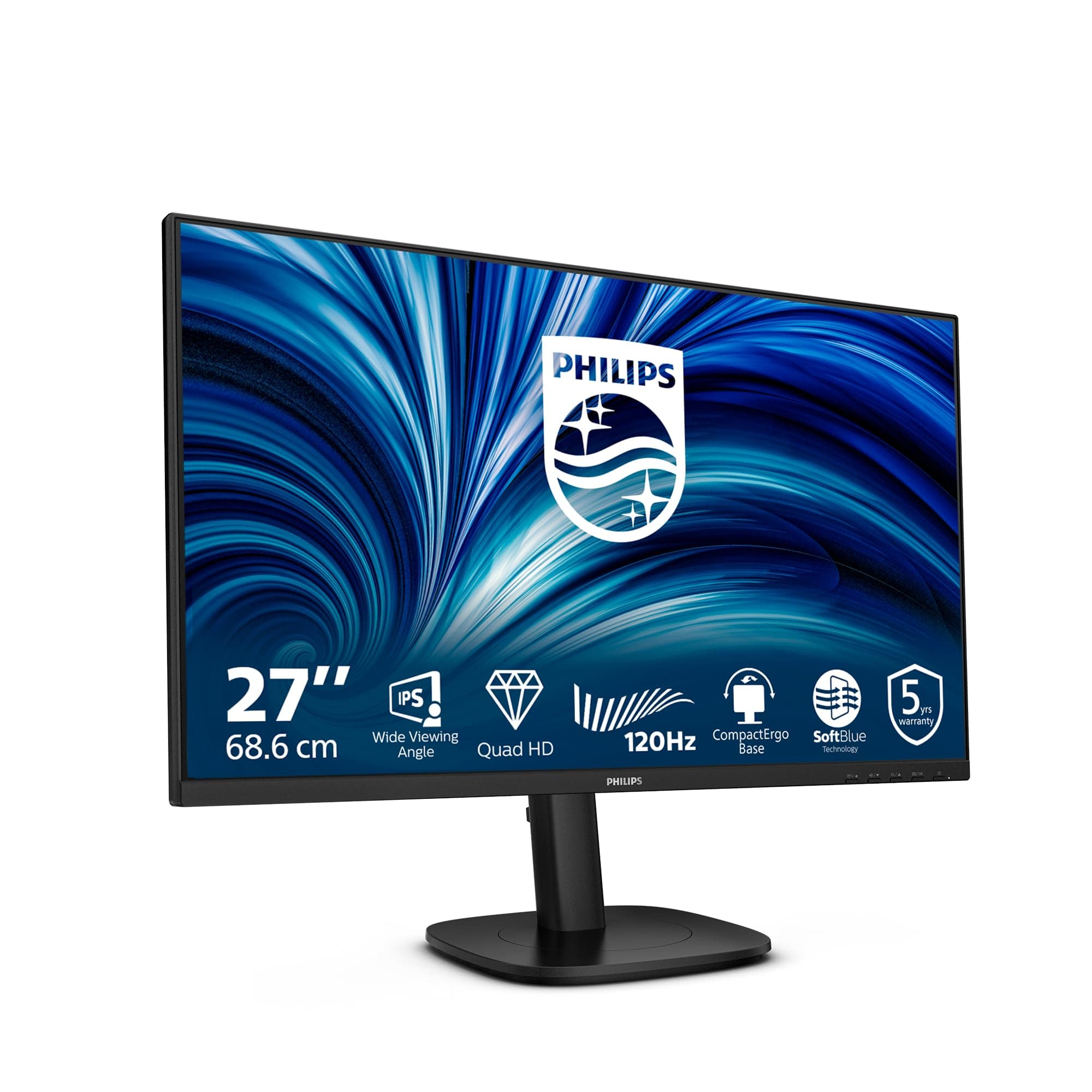 Philips 27B2N3500J - 27 Zoll QHD Monitor, Lautsprecher, höhenverstellbar, Adaptive Sync (2560x1440, 120 Hz, 2X HDMI 2.0, DisplayPort 1.2, USB Hub) schwarz