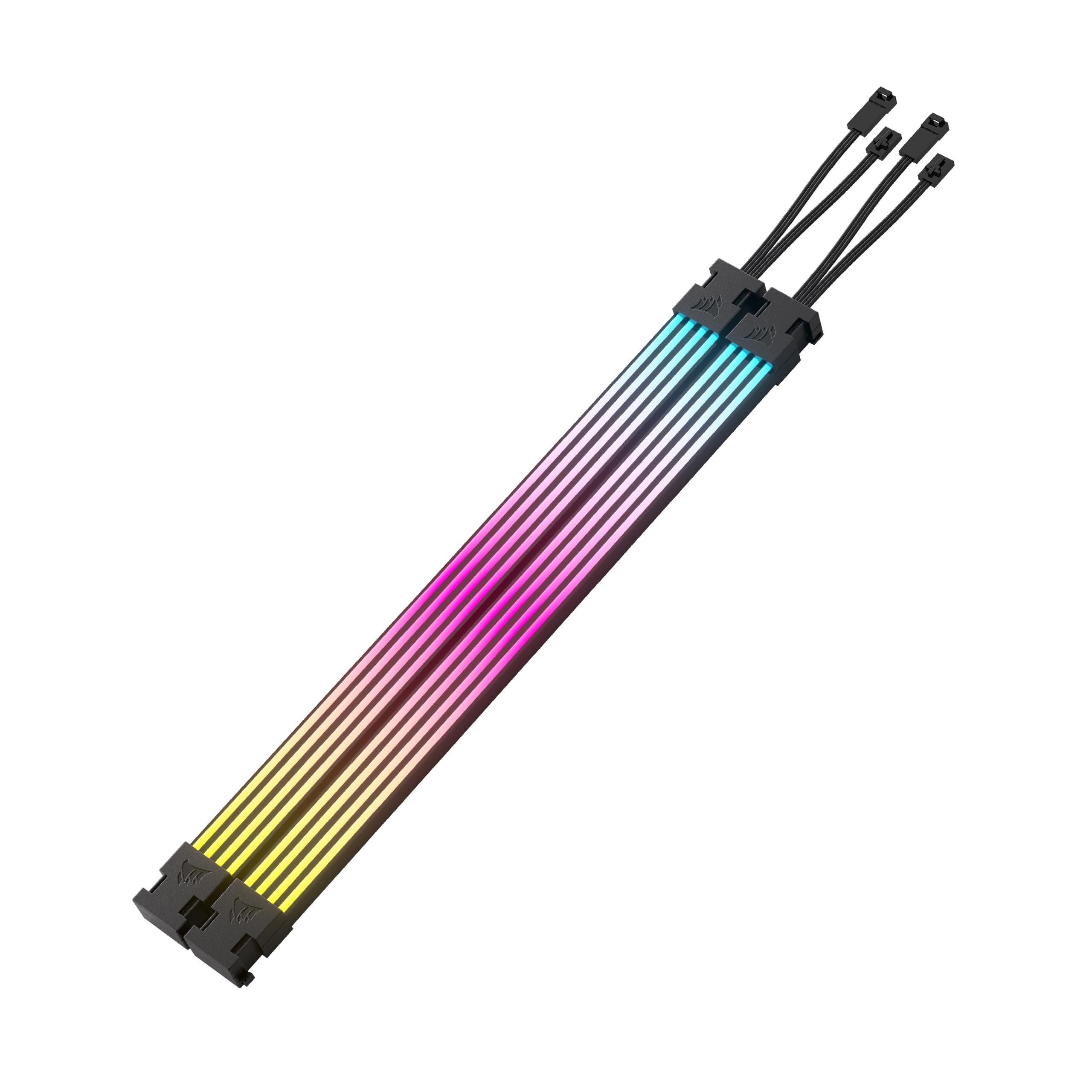Corsair iCUE ARGB PSU Kabelbinder – 2X 200mm LED-Streifen – 100 RGB-LEDs pro Streifen – Passt zu Jedem PSU-Kabel – Motherboard 5V ARGB Steuerung – Schwarz