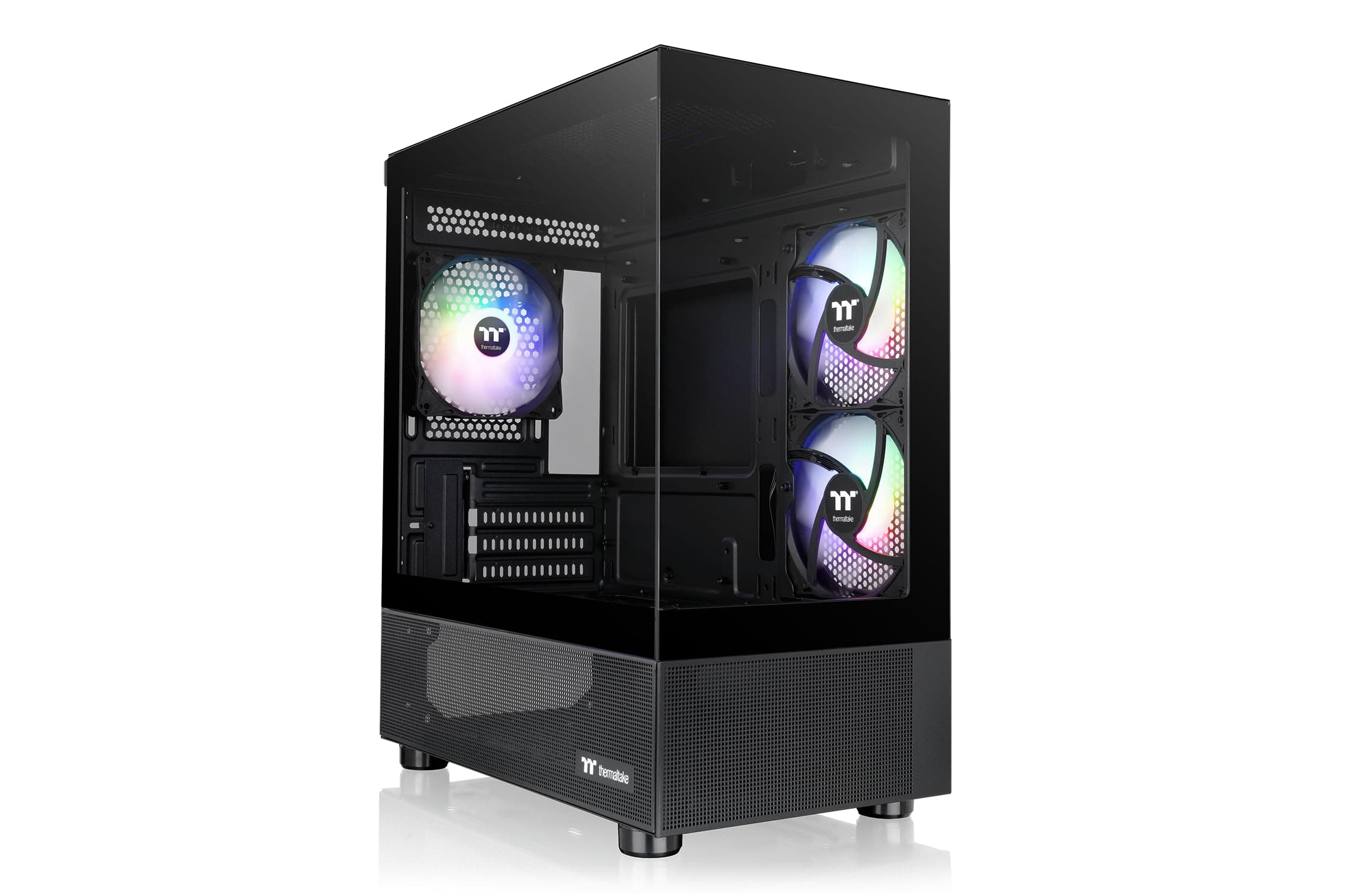 Thermaltake View 170 TG ARGB Micro-Tower PC-Gehäuse (M-ATX) – Tempered Glass Front & Seite, 3×120mm ARGB-Lite Lüfter vorinstalliert, Mainboard-Sync, Radiator Oben 240/280mm, Schwarz