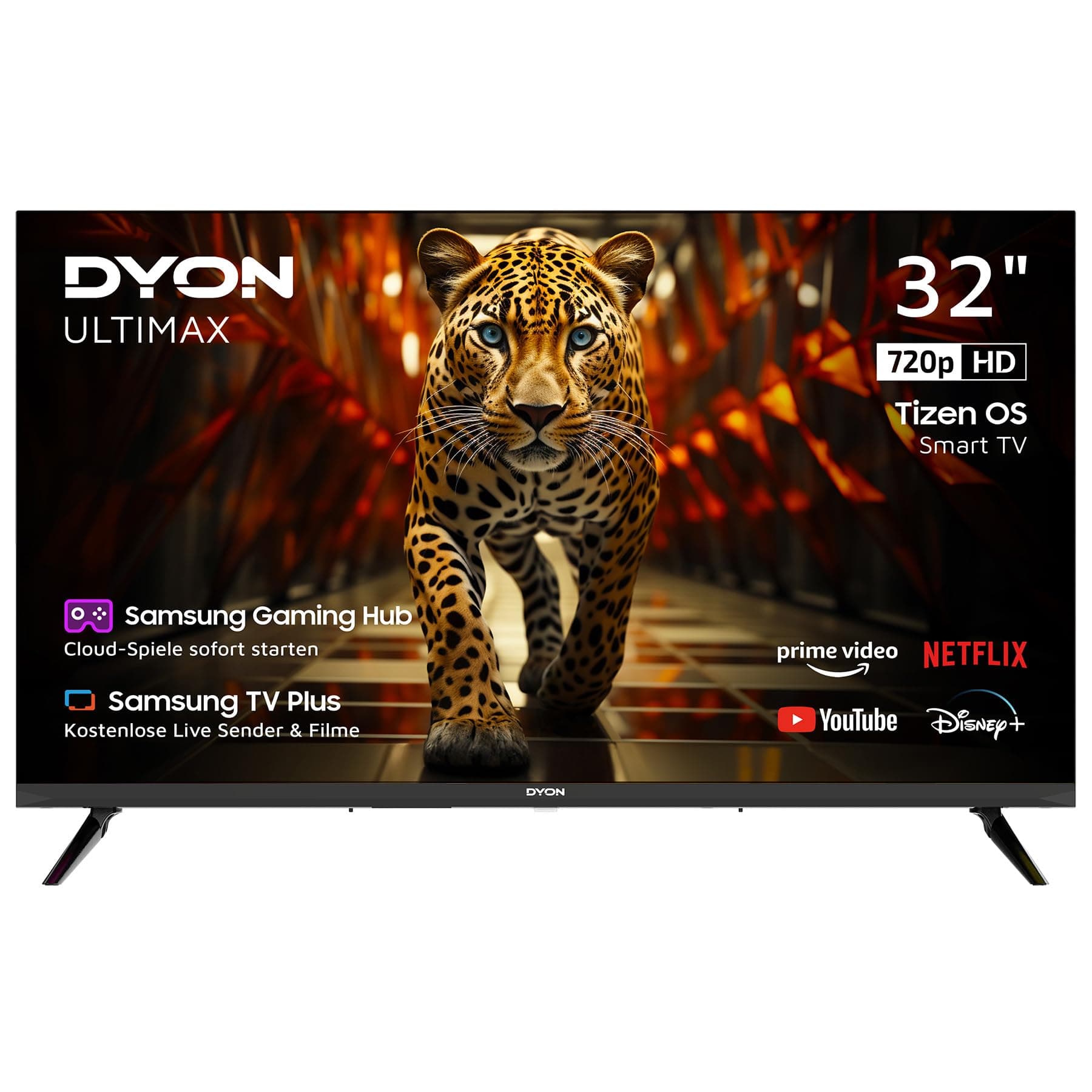 DYON ULTIMAX 32H-TI-W - 32 Zoll (80 cm) HD Smart TV mit Samsung Tizen OS, Triple Tuner (DVB-C/-S2/-T2), Samsung Smart Hub, Prime Video, Netflix, Disney+ [2025]