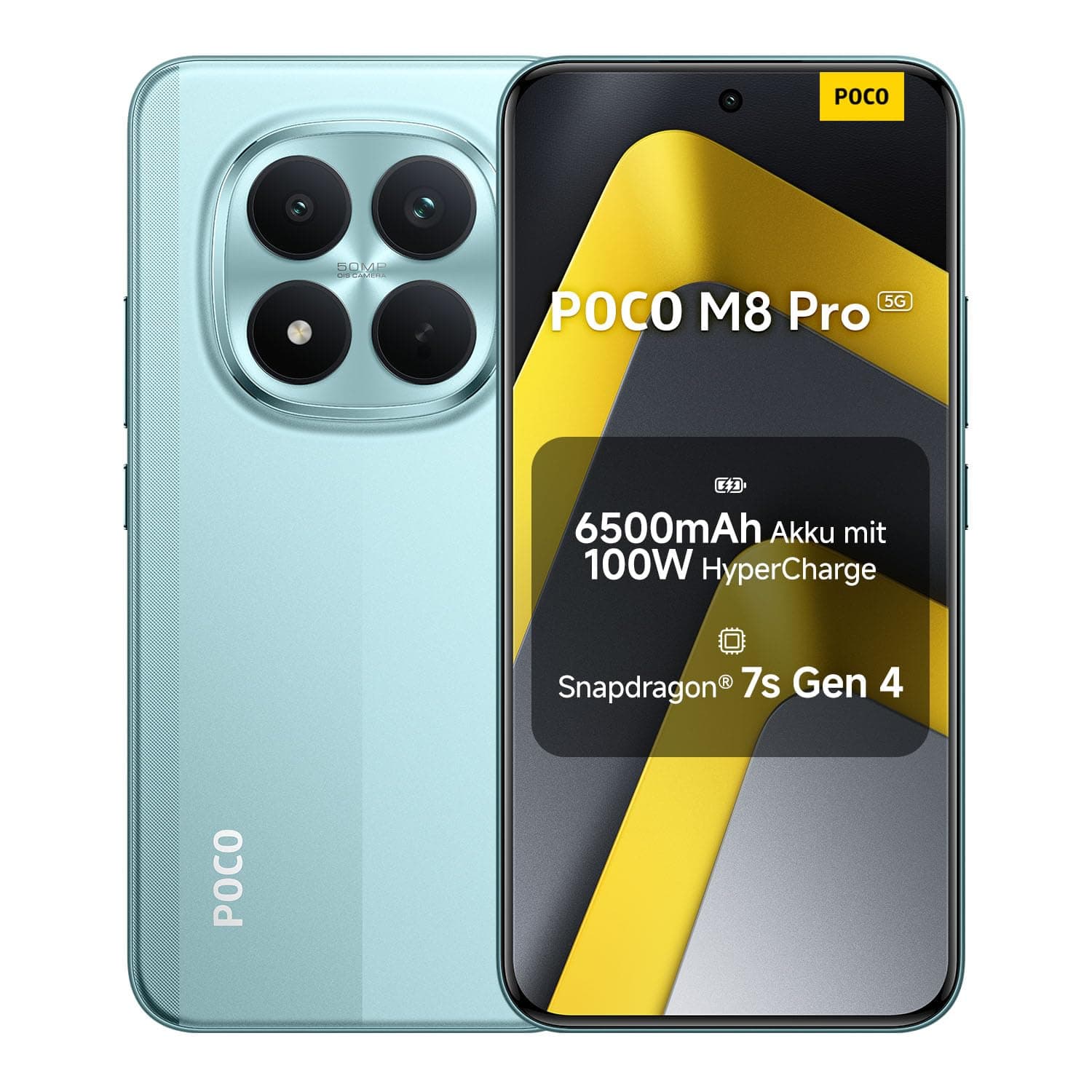 XIAOMI Poco M8 Pro 5G Smartphone, 12 GB RAM + 512 GB Speicher, 6,83" 1,5K CrystalRes AMOLED, Snapdragon® 7s Gen 4, 50 MP Light Fusion 800 mit OIS, IP68, Grün, 2 Jahre Garantie