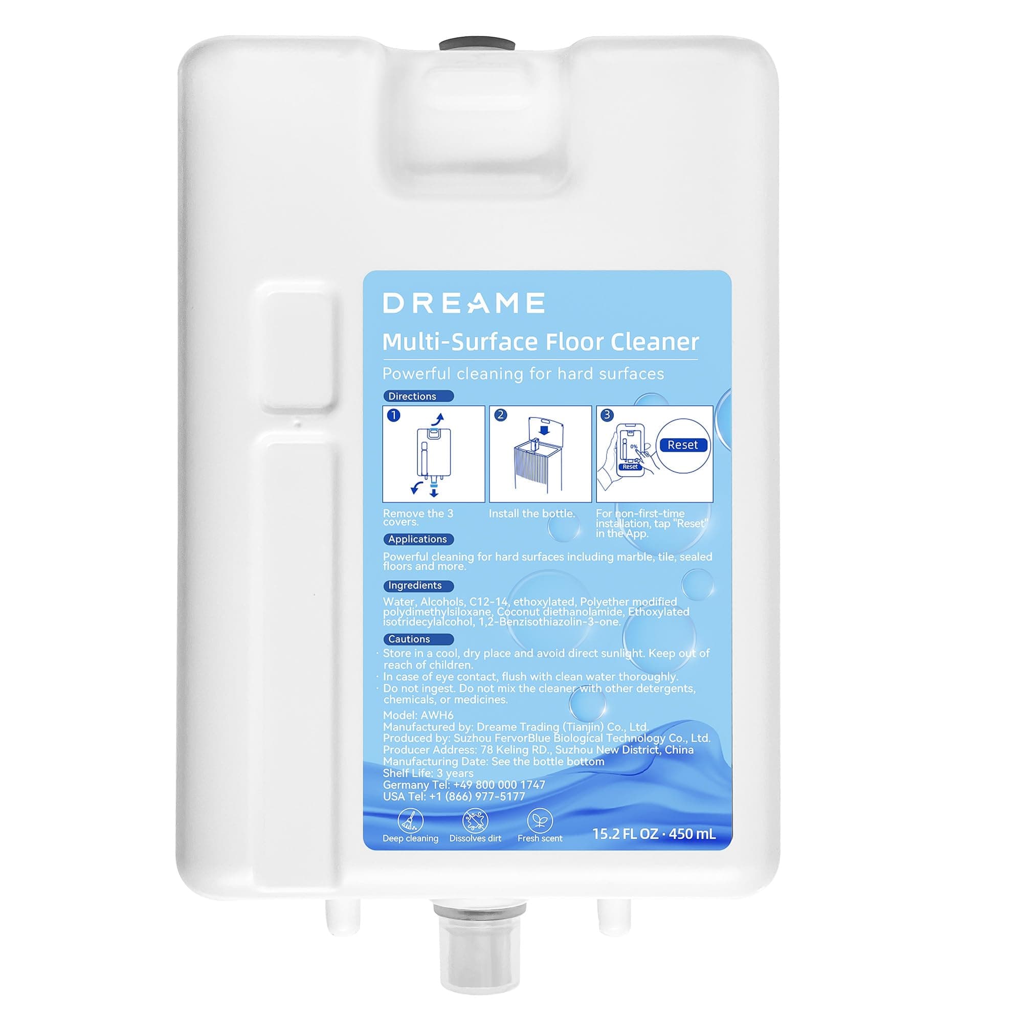 Dreame-Reinigungslösung für Dreame L20 Ultra, L20 Ultra Complete Roboterstaubsauger, 450-ml-Mehrflächenflasche für gründliche Reinigung