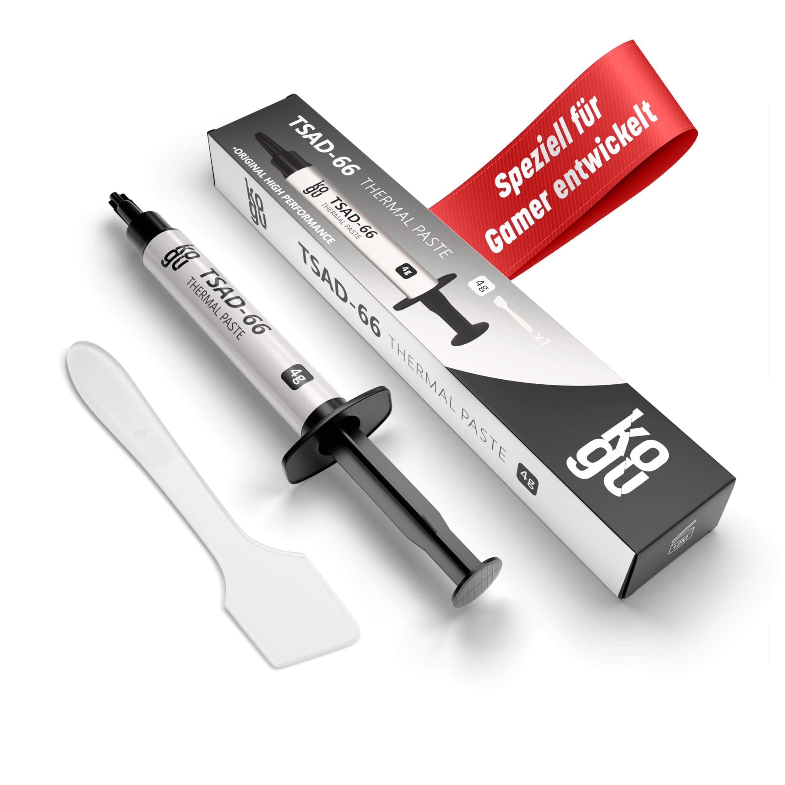 kogu® Gamer Performance Wärmeleitpaste mit Spachtel für alle Prozessoren und Spielekonsolen (CPU, GPU - PC, PS4, PS5), sehr hohe Wärmeleitfähigkeit, sichere Anwendung, Nicht leitend (2 Pack, 4g)