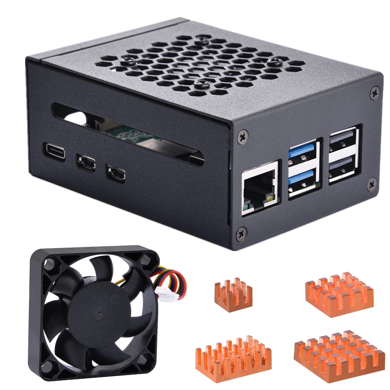 GeeekPi Metallgehäuse für Raspberry Pi 5, Support PCIe M.2 NVMe SSD Shield Top X1001 / X1000 / N04 /N05 & Raspberry Pi 5 Active Cooler
