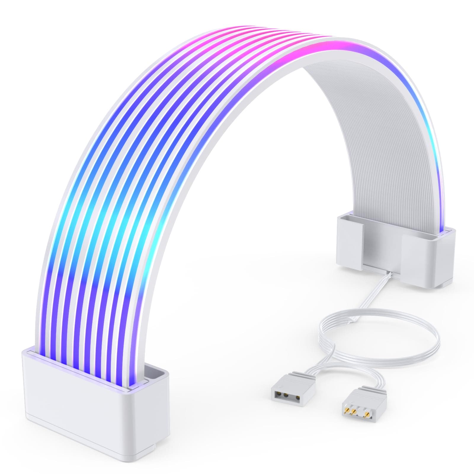 Sirlyr RGB PSU Cables LED Strips,ARGB PC Cable Cover Compatible Single 8 Pin Dual 8 Pin,12VHPWR GPU Power Supply Cables,3Pin SYNC for Computer Setup 8In