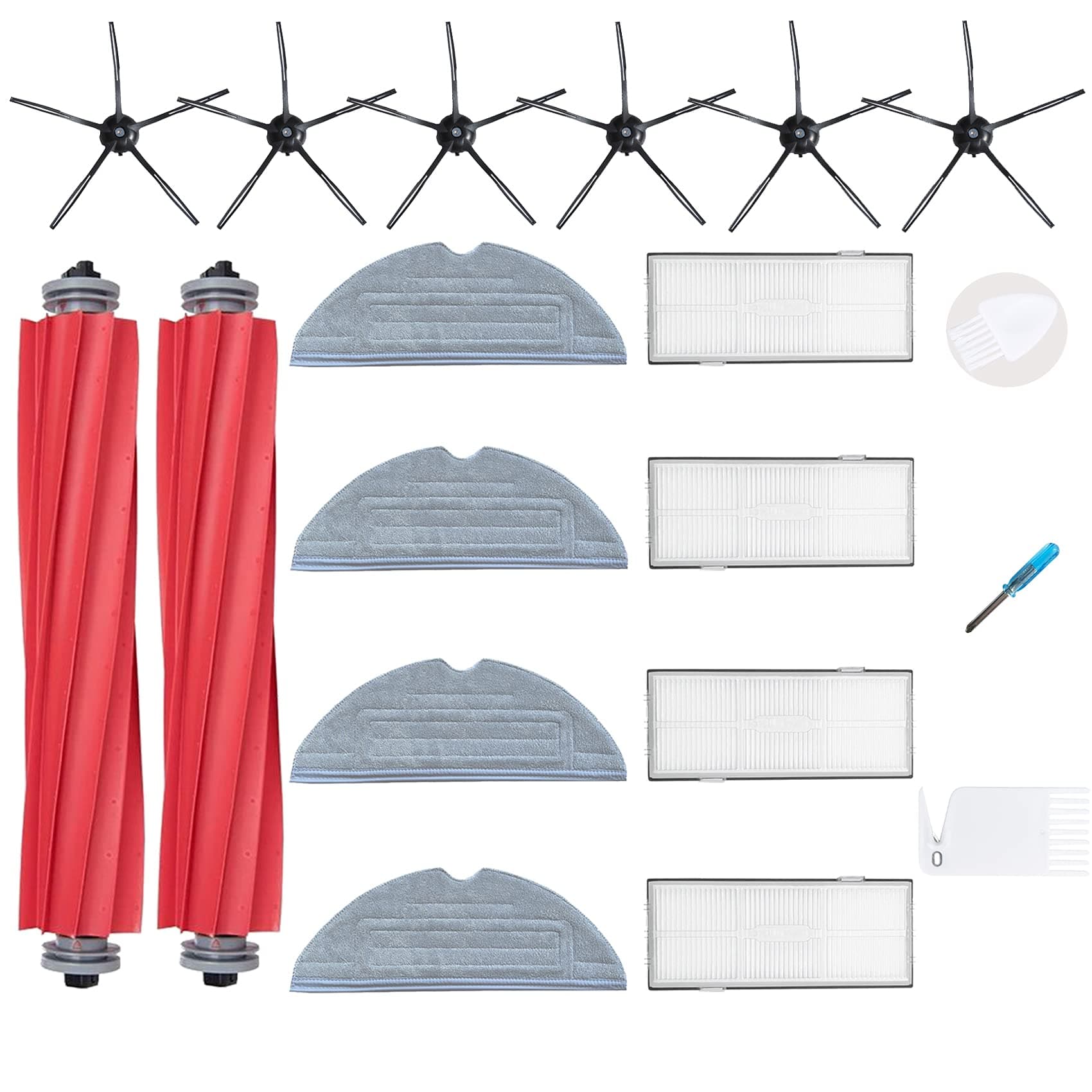 Loveco Ersatz-Set für Roborock S7 S7 Plus S7 MaxV S7 MaxV Ultra S7 Pro Ultra Staubsauger Roboter, 4 Filter, 6 Seitenbürsten, 4 Wischtücher, 1 Hauptbürste