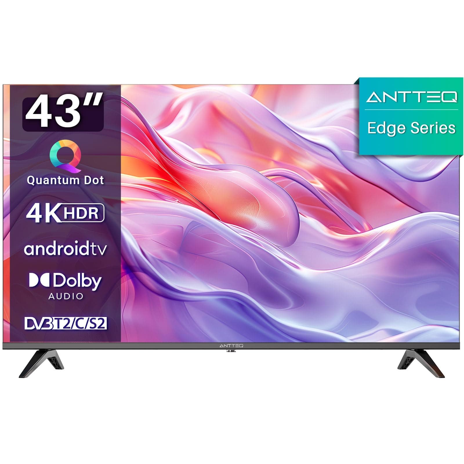 Antteq 43 Zoll QLED 4K Smart TV, Bildschirm (109 cm) mit schmalem Rahmen, HDR, Bluetooth-Sprachassistent, WLAN 2,4/5 GHz, App Store
