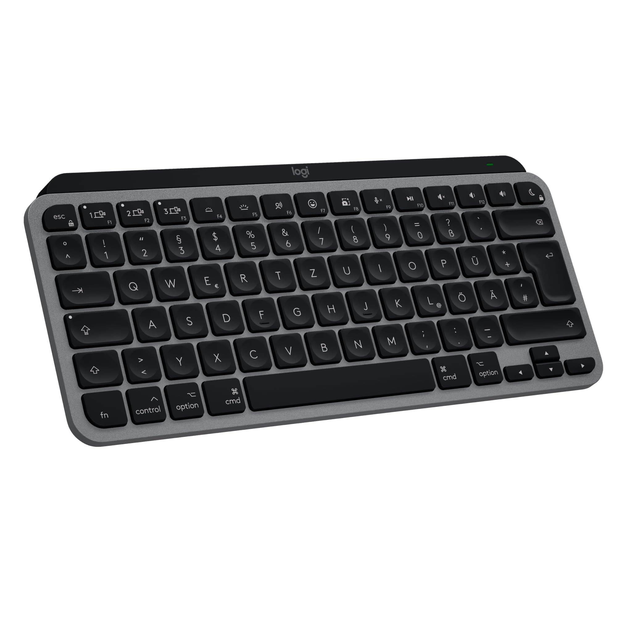 Logitech MX Keys Mini für Mac – minimalistische kabellose Tastatur für MacBook Pro, MacBook Air, iMac, iPad, Bluetooth, Tasten mit Hintergrundbeleuchtung, USB-C, flüssiges Tippen, DEU QWERTZ - Grau