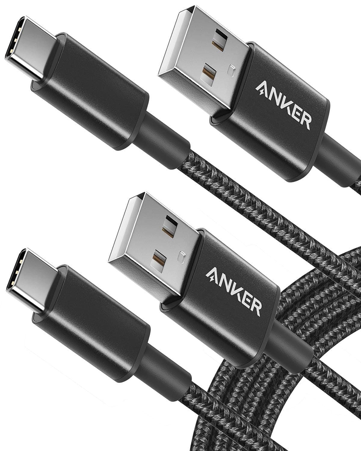 Anker USB-C/USB- A Kabel [2 Stück] 1,8 m Nylon Type C Ladekabel für Samsung Galaxy S10 S9 S8 Plus,Note 9 8,LG G5 G6 V20,HTC 10 U11, Huawei Honor, P20 Lite P10 P9, Mate9 10 usw (Schwarz)