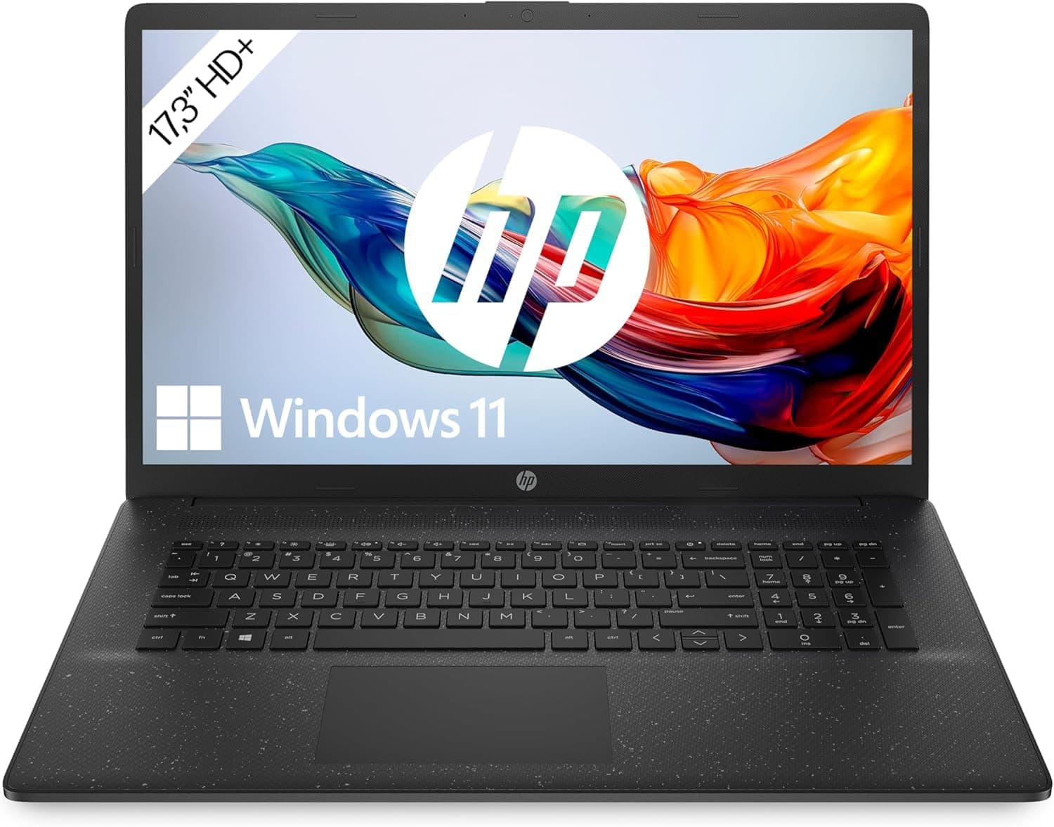 HP Laptop mit 17,3" HD+ Display, Intel Celeron N4500120, 8 GB DDR4 RAM | 256 GB SSD, Intel UHD-Grafik, Windows 11, QWERTZ Tastatur, Schwarz