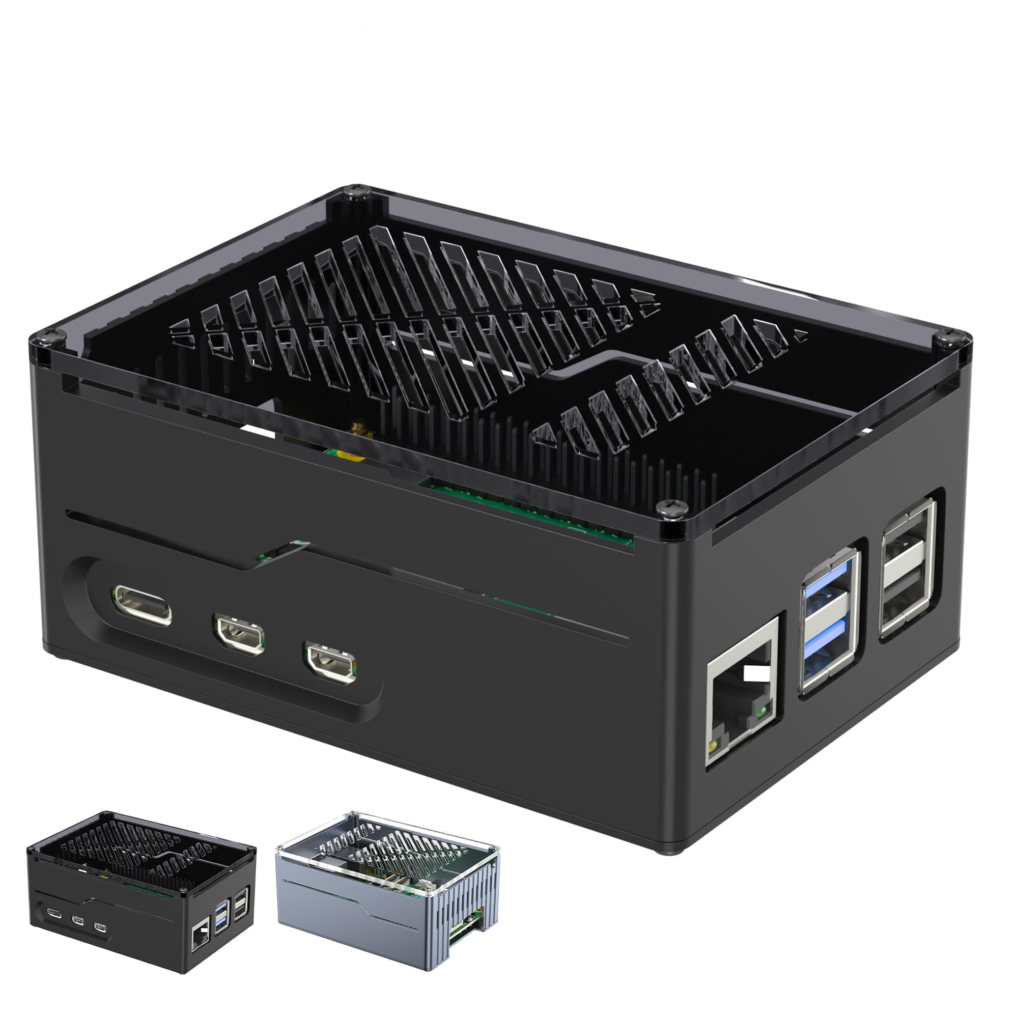 Miuzei Raspberry Pi 5 Metall Gehäuse Support PCIe M.2 NVMe SSD Shield Top X1001/ X1003/ X1000 All SSD Expansion Board at the Top,Case for Raspberry Pi 5 8GB 4GB Support Official Active Cooler Schwarze