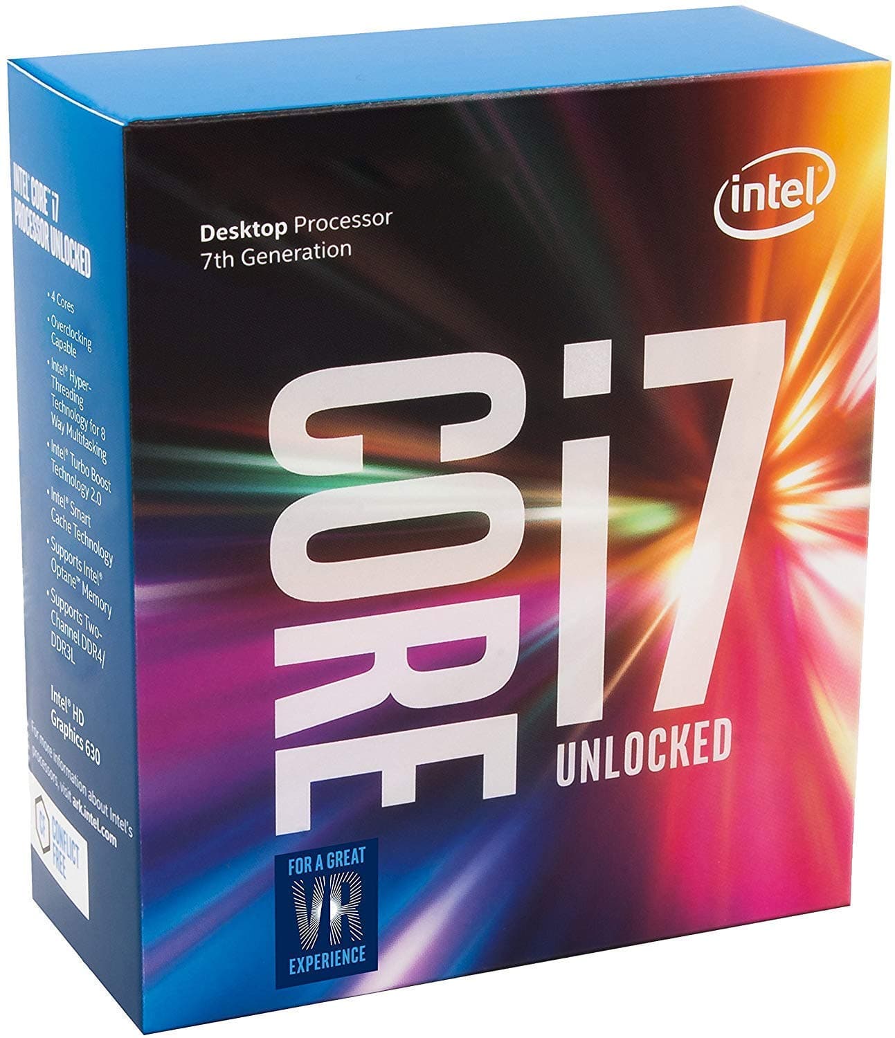 Intel Core i7-7700K Desktop-Prozessor, 4 Kerne bis zu 4,5 GHz, entsperrt, LGA 1151, 100/200 Serie, 91 W (erneuert)