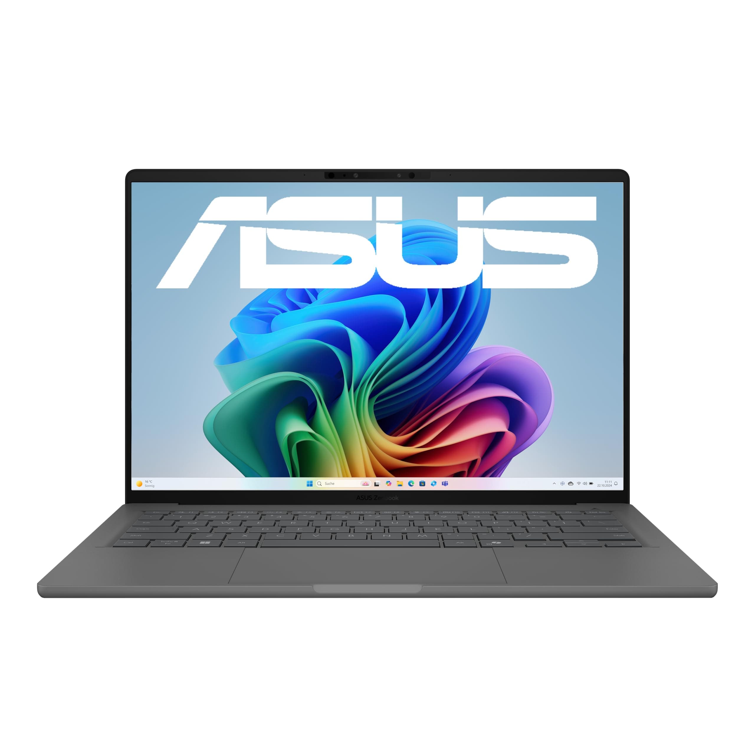 ASUS Zenbook A14 OLED UX3407QA Laptop | 14" WUXGA 16.10 OLED Display | QC Snapdragon X Plus X1-26-100 | 16 GB RAM | 1 TB SSD | QC Adreano GPU | Windows 11 | QWERTZ Tastatur | Iceland Gray