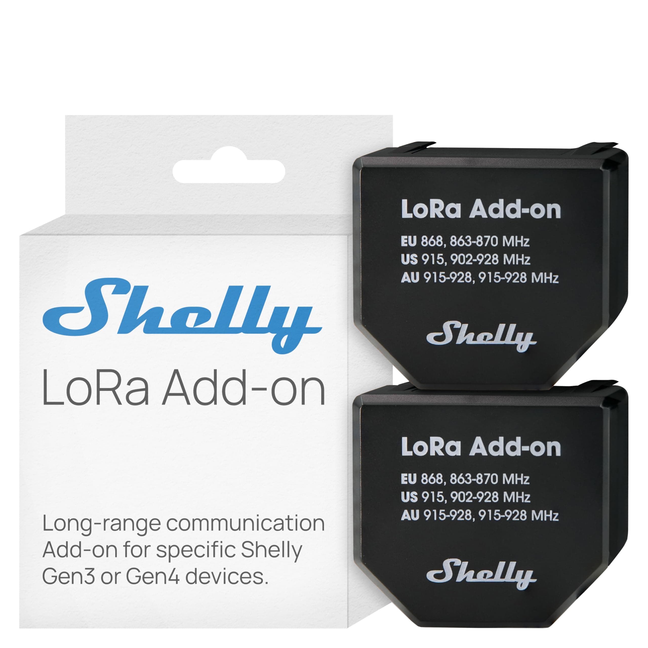 Shelly Lora Add-On, Weitreichende Kommunikation, Funk-Konnektivität, Keine Einschränkungen, Long-Range, Flexible Integration, LoRa-Technologie und Shelly Protokoll (2 Stück)