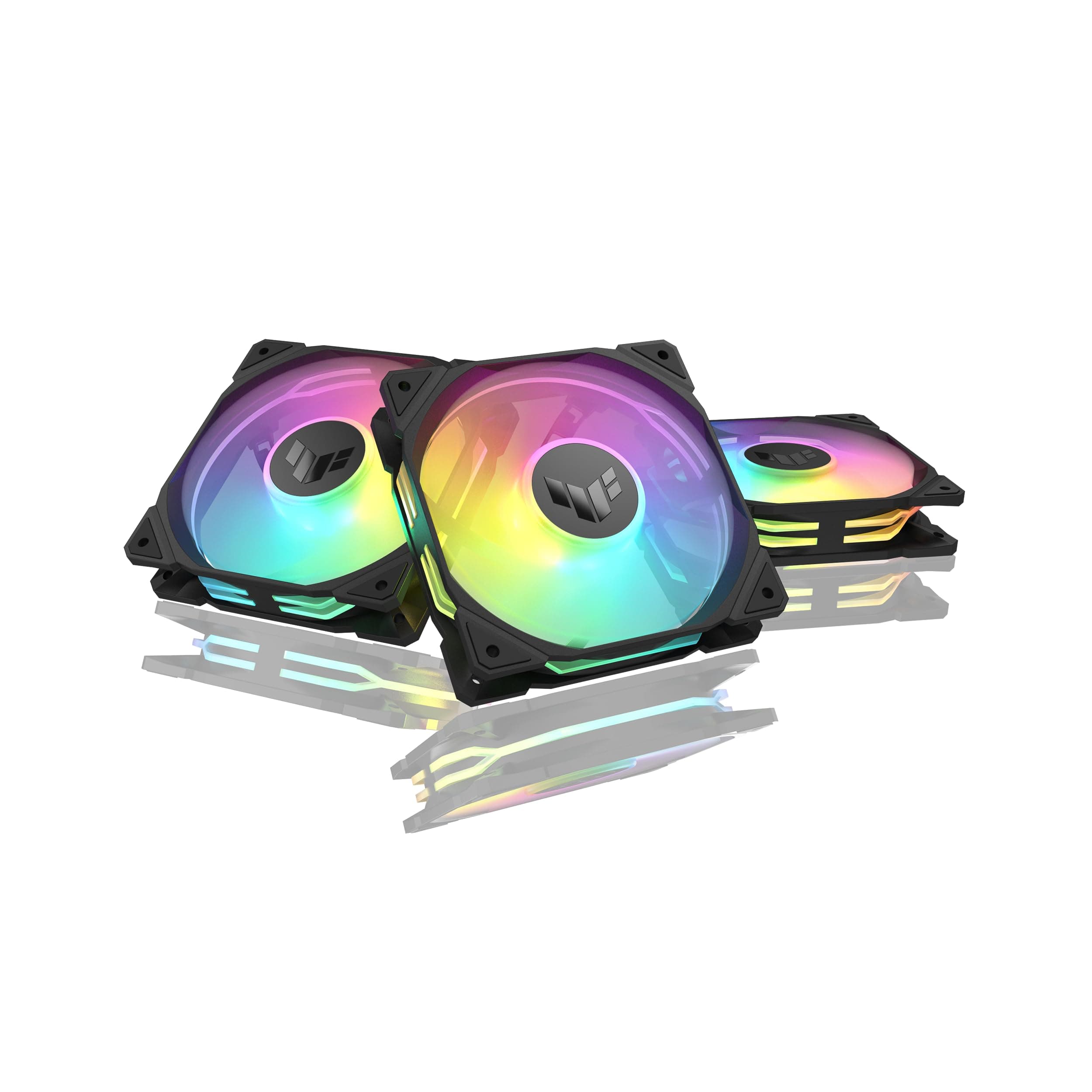 ASUS TUF Gaming TR120 ARGB Standard Blade Black 3IN1 Gehäuselüfter 3er Pack (120mm PWM PC Lüfter, 2000 RPM, 3,3 mm H2O, 77,4 CFM Luftstrom, 16 einzeln adressierbare RGB-LEDs, schwarz)