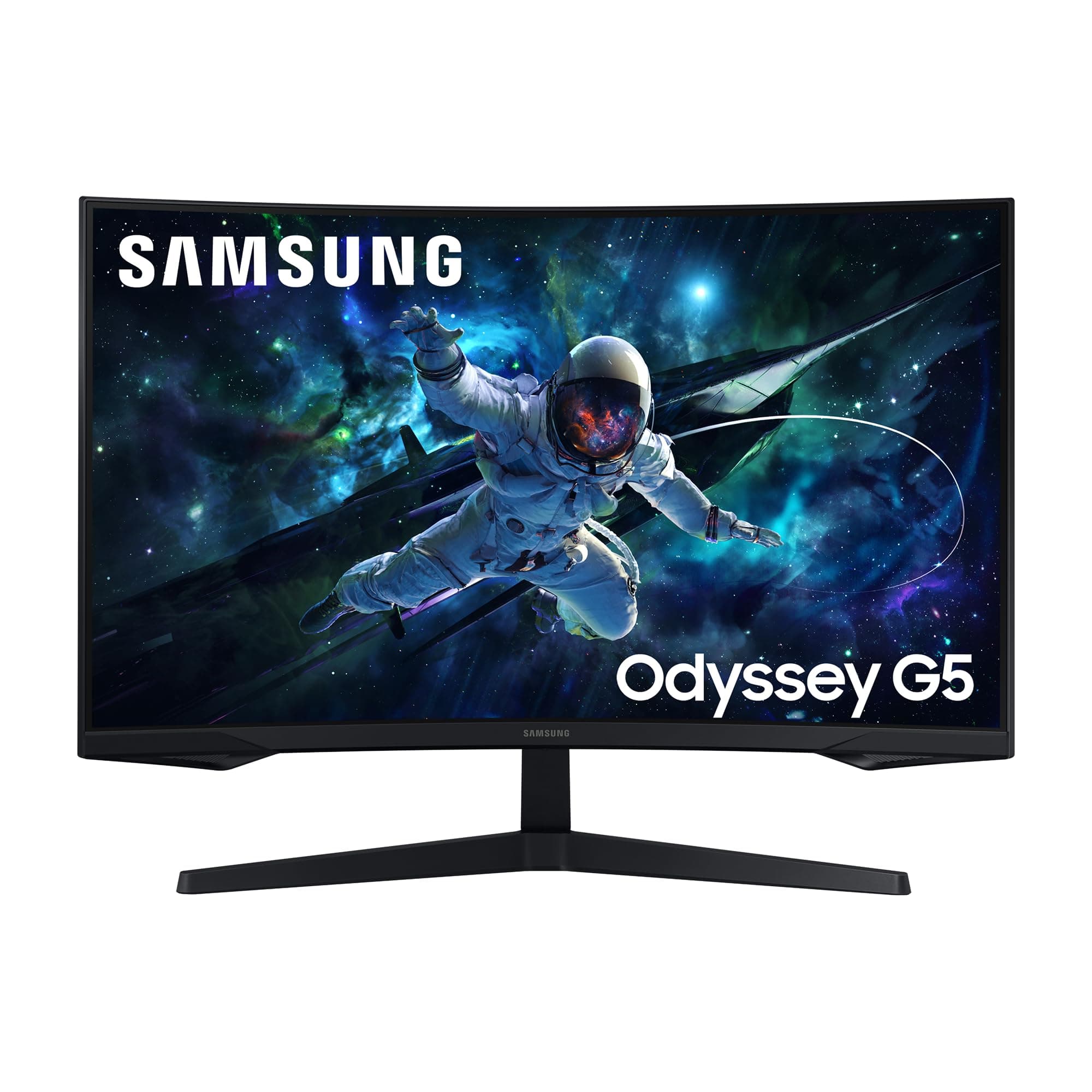 Samsung Odyssey G55C Curved Gaming Monitor, 32 Zoll, Bildschirm mit VA-Panel, 2.560 x 1.440 Pixel, 1.000R Radius, HDR10, AMD FreeSync, Bildwiederholrate 165 Hz, Reaktionszeit 1 ms (MPRT)