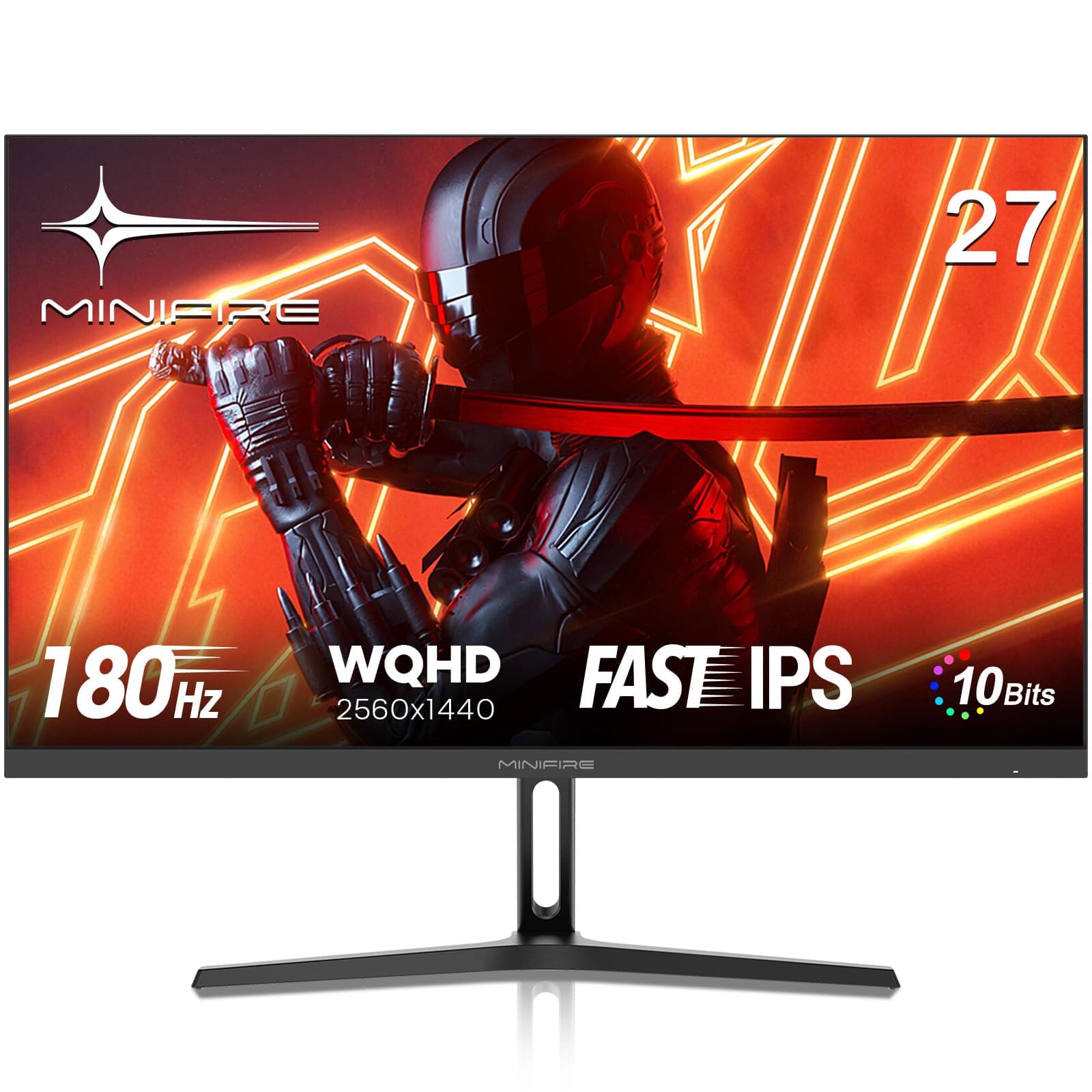 Minifire Gaming Monitor 27 Zoll - WQHD(2560×1440p),180 Hz, 1ms(OD) | HDR, AMD FreeSync, Motion Blur Reduction Technologie | Fast IPS 10 Bit Panel (MFG27F4Q)