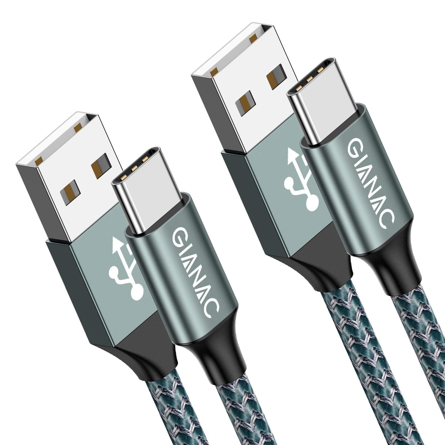 GIANAC USB C Kabel, [2 Stück 2m] 3.1A ladekabel USB C Schnellladung und Synchronisierungskabel USB C für Samsung S10/S9/S8te 10te 9, Huawei P30/P20/Mate 20, Sony Xperia