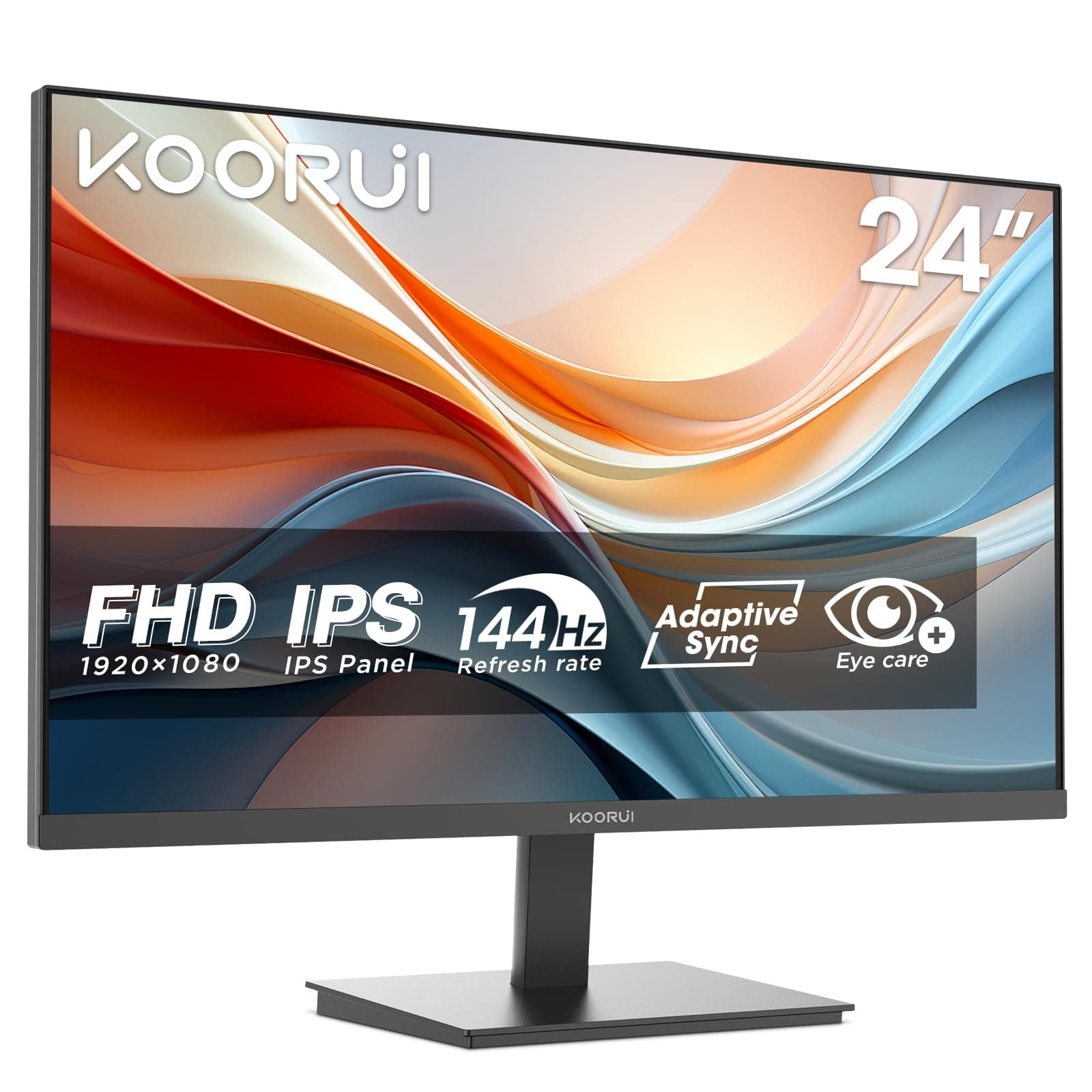 KOORUI E2411K 24 Zoll Monitor, 144Hz FHD IPS PC Monitor, 99% SRGB Adaptive Sync Eye Care Bildschirm, VESA 100x100mm