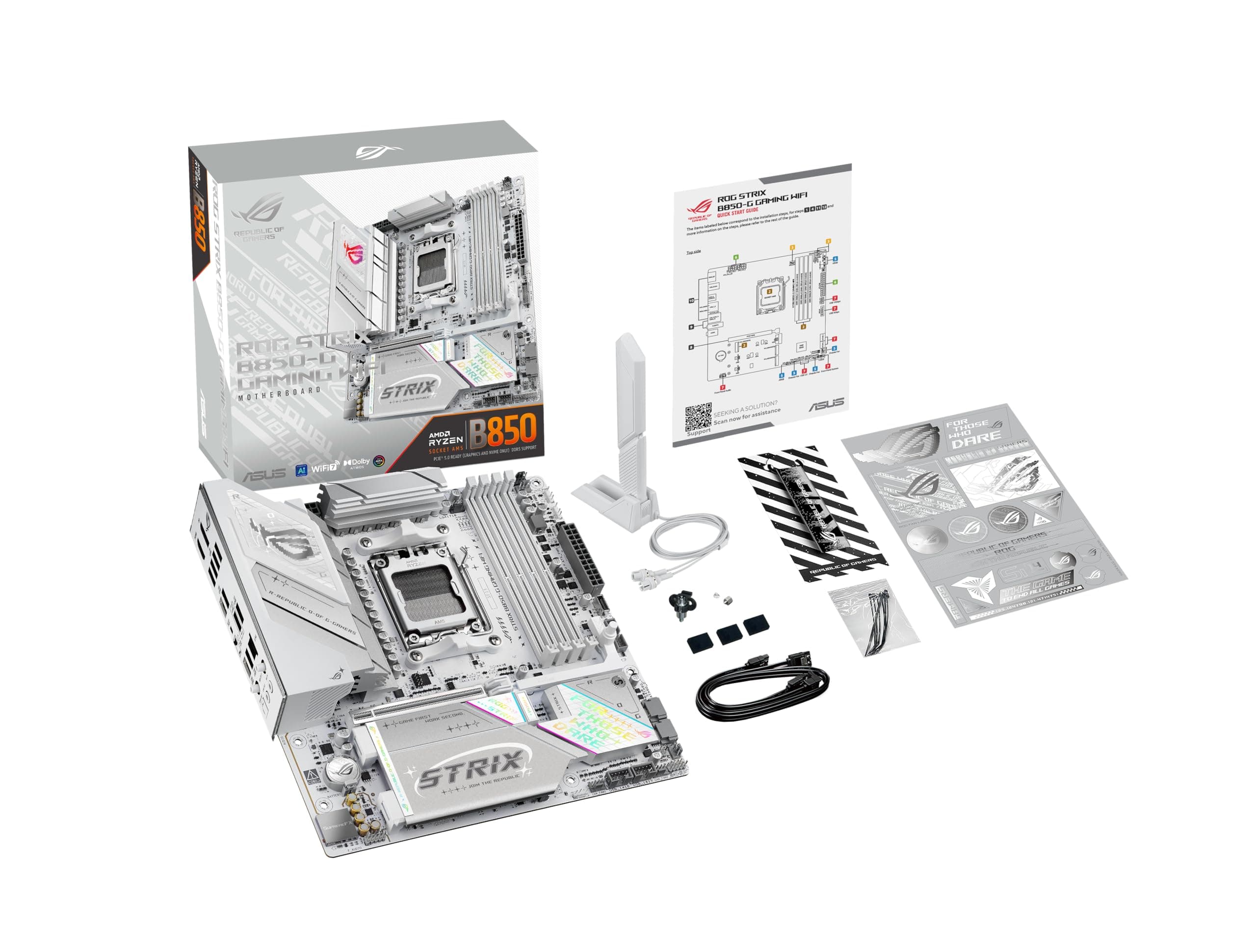 ASUS ROG Strix B850-G Gaming WiFi Mainboard Sockel AMD AM5 (mATX, DDR5 Speicher, 4X M.2, PCIe 5.0, WiFi 7, Aura Sync)