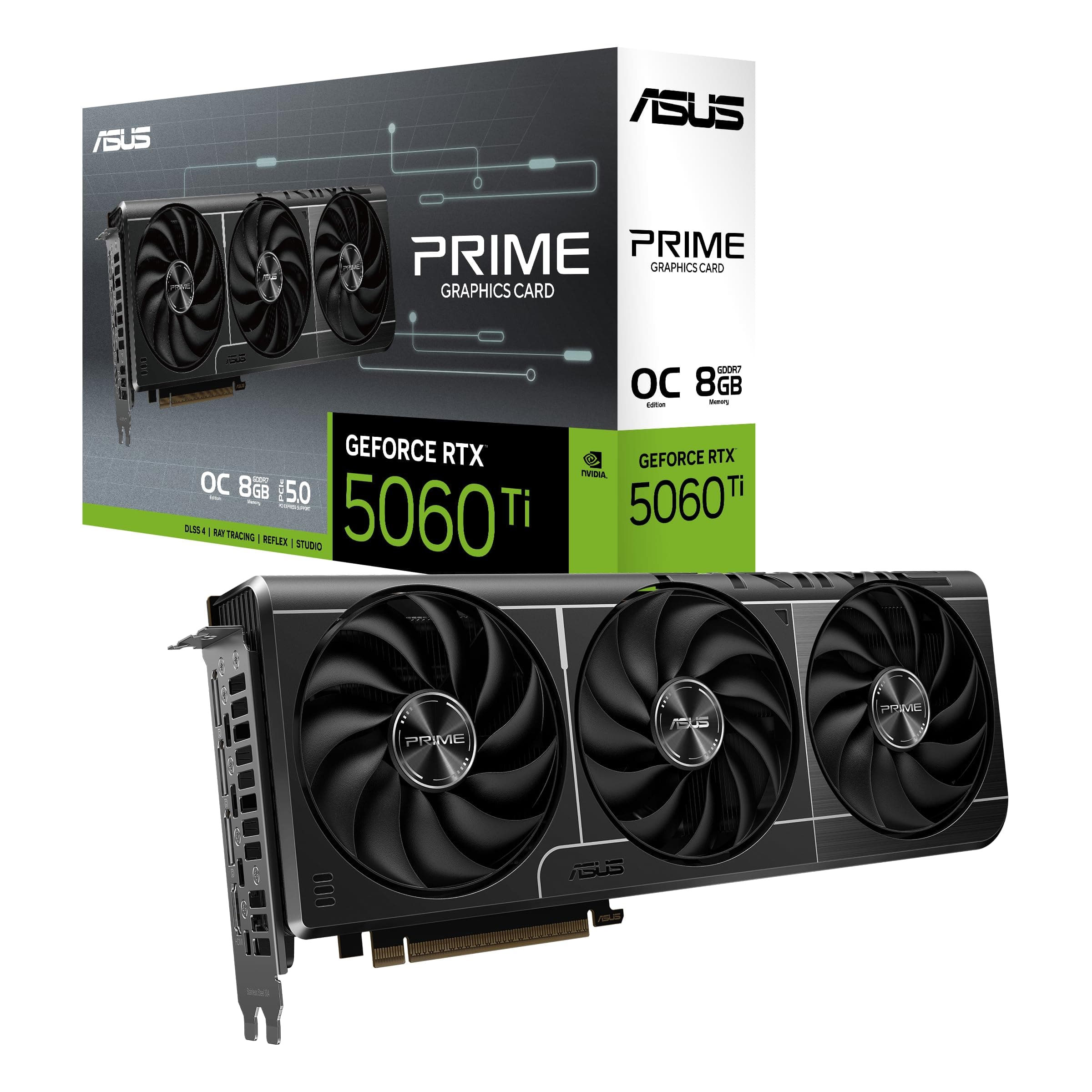 ASUS Prime GeForce RTX 5060 Ti 8GB GDDR7 OC Edition Gaming Grafikkarte (Nvidia GeForce RTX5060Ti DLSS 4, 2,5-Slot Design, PCIe 5.0, 3X DisplayPort 2.1b, 1x HDMI 2.1b, PRIME-RTX5060TI-O8G)
