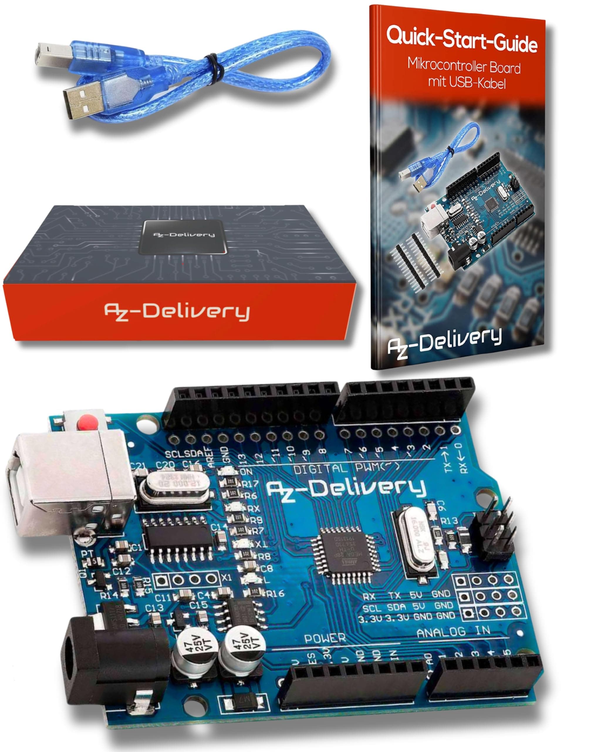 AZDelivery 1 x Mikrocontroller Board AZ- ATmega328 - Board | Der Mikrocontroller ist kompatibel mit Arduino IDE und auch mit dem Arduino UNO | Das AZ Delivery Board mit USB-Kabel inklusive E-Book!