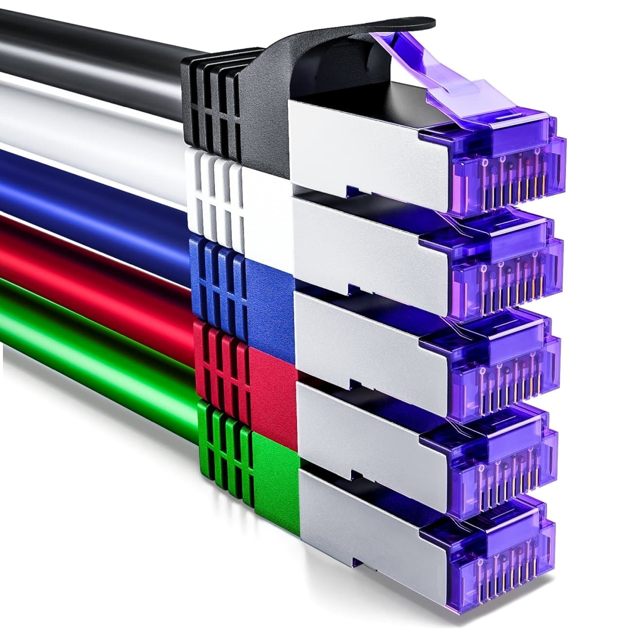 deleyCON 5x 1m CAT7 Netzwerkkabel - 10 Gigabit - RJ45 Patchkabel Ethernet Kabel (Kupfer, SFTP PiMF Schirmung) - LAN DSL Switch Modem Router Patchpanel CAT7 CAT6 CAT5 - Bunt