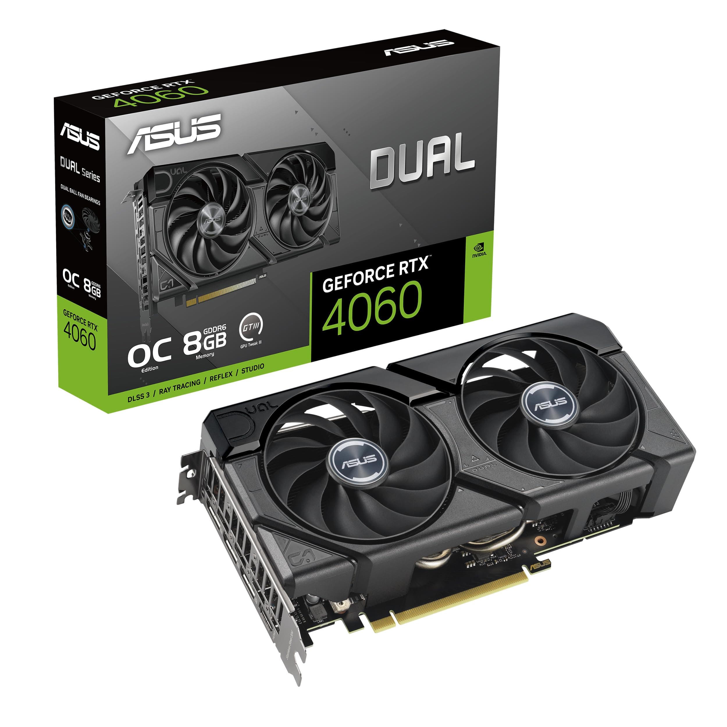ASUS GeForce RTX 4060 Dual Evo 8G OC Gaming Grafikkarte - 2535MHz Boost Clock, GDDR6X, PCIe Gen 4, DLSS 3, 3X DP v 1.4a, HDMI 2.1a (Unterstützt 4K & 8K HDR)