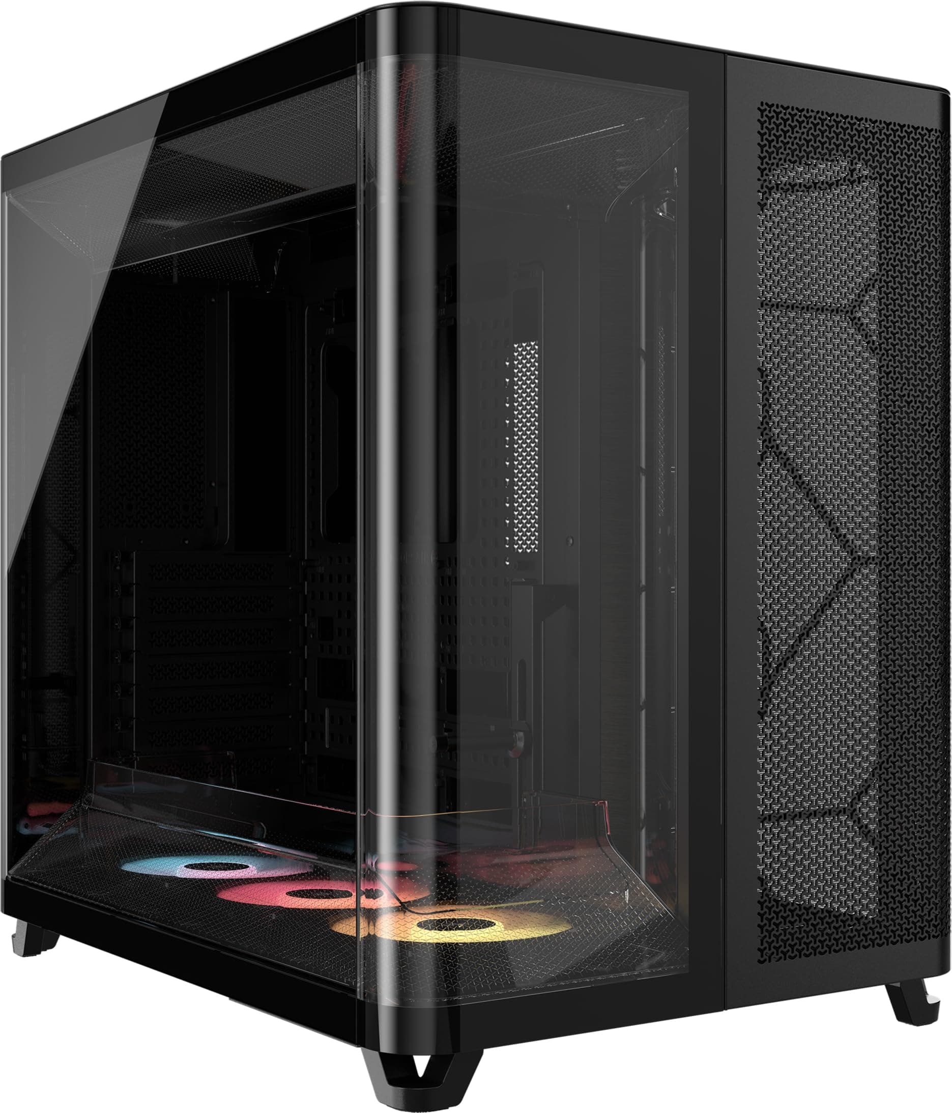 CORSAIR AIR 5400 RS-R ARGB Dreifach-Kammer-Mid-Tower PC-Gehäuse – 3X Vorinstallierte Reverse-Rotor RS120-R ARGB-Lüfter, Luftkanäle für Starke Kühlung, Reverse Motherboard-Unterstützung – Schwarz