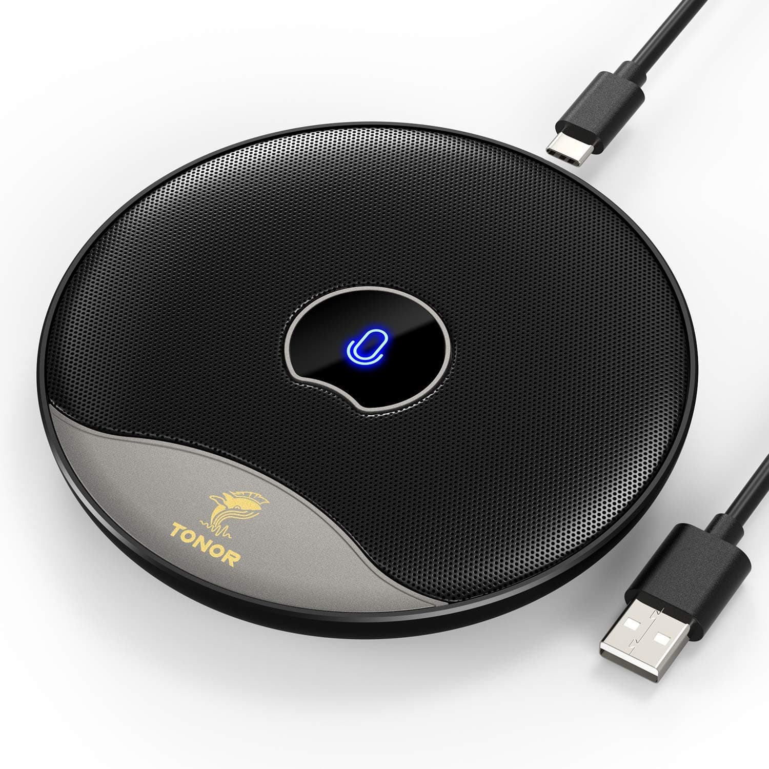 TONOR USB Konferenzmikrofon, 360 Grad omnidirektionales PC Computer Kondensator Mikrofon mit Stummschalttaste für Online Meeting, Klassen, Zoomanruf, Skype Chat, Plug and Play (TM20)