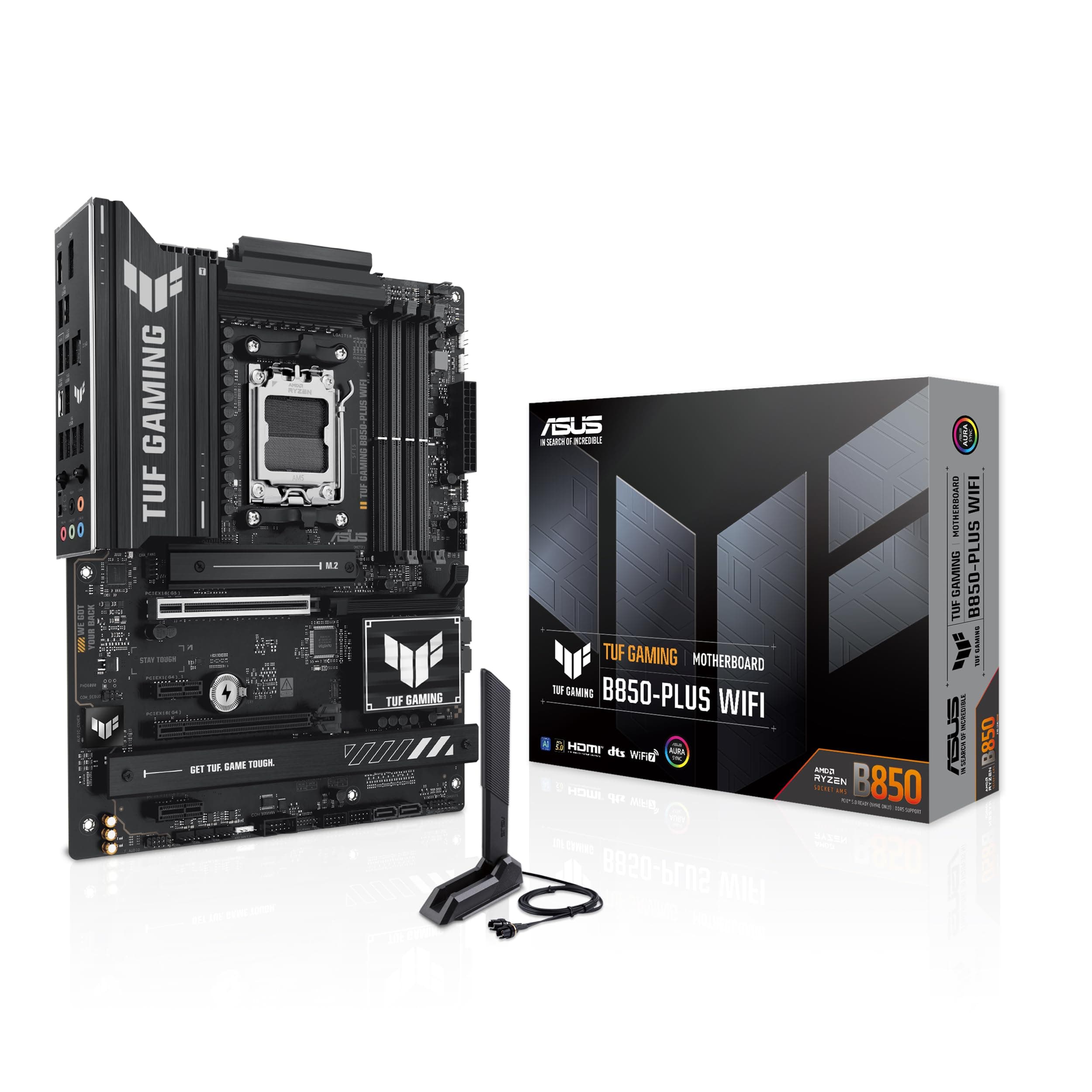 ASUS TUF GAMING B650-PLUS WIFI Mainboard Sockel AMD AM5 (Ryzen 7000, ATX, PCIe 5.0, DDR5-Speicher, 14 Power Stages, USB 3.2 Gen 2x2 Typ-C, WiFi6, Aura Sync)