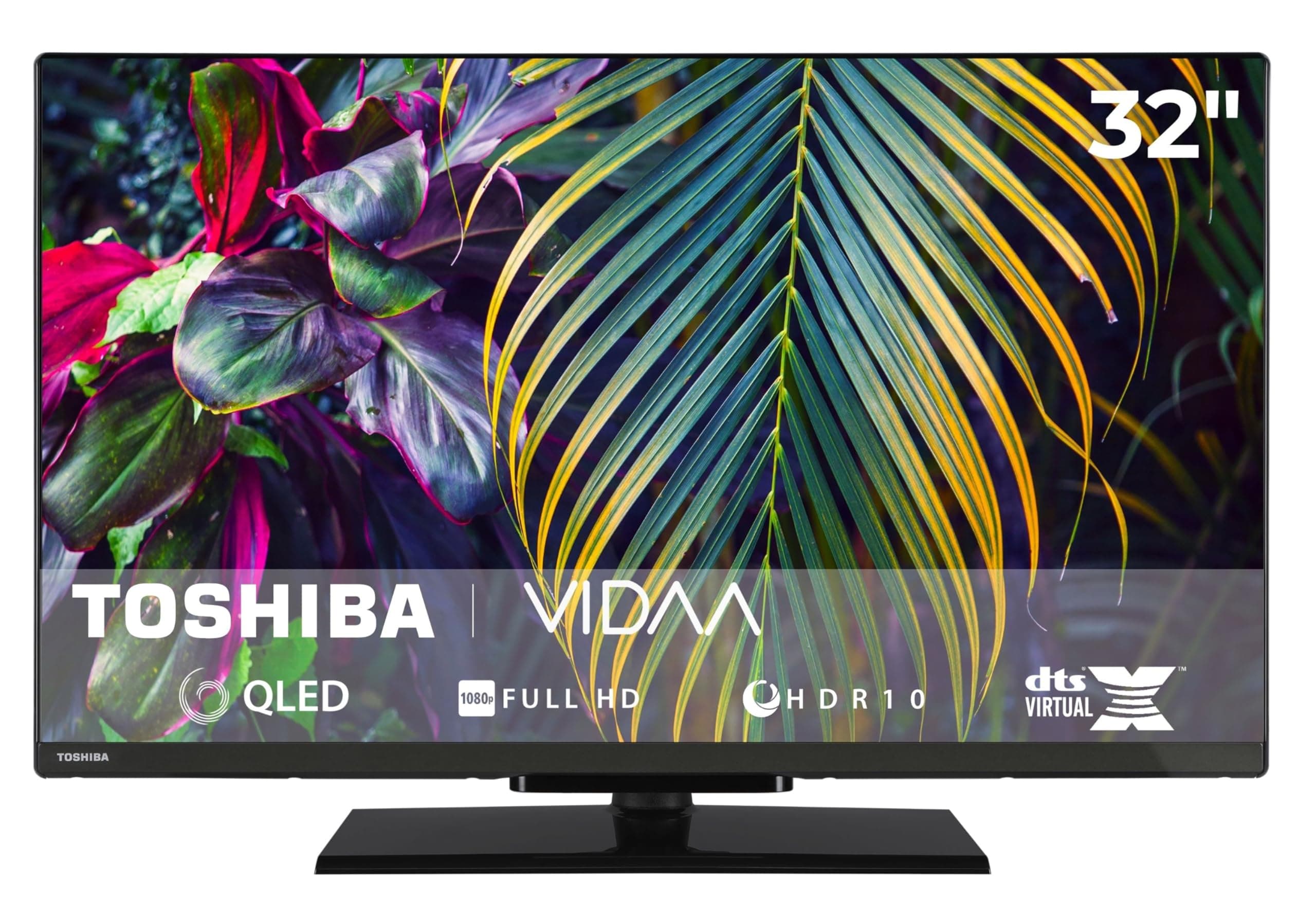 Toshiba Fernseher 32 Zoll Smart TV VIDAA Full HD QLED Fernseher HDR Smart TV mit Triple-Tuner und Bluetooth, QLED TV 32QV3F63DA