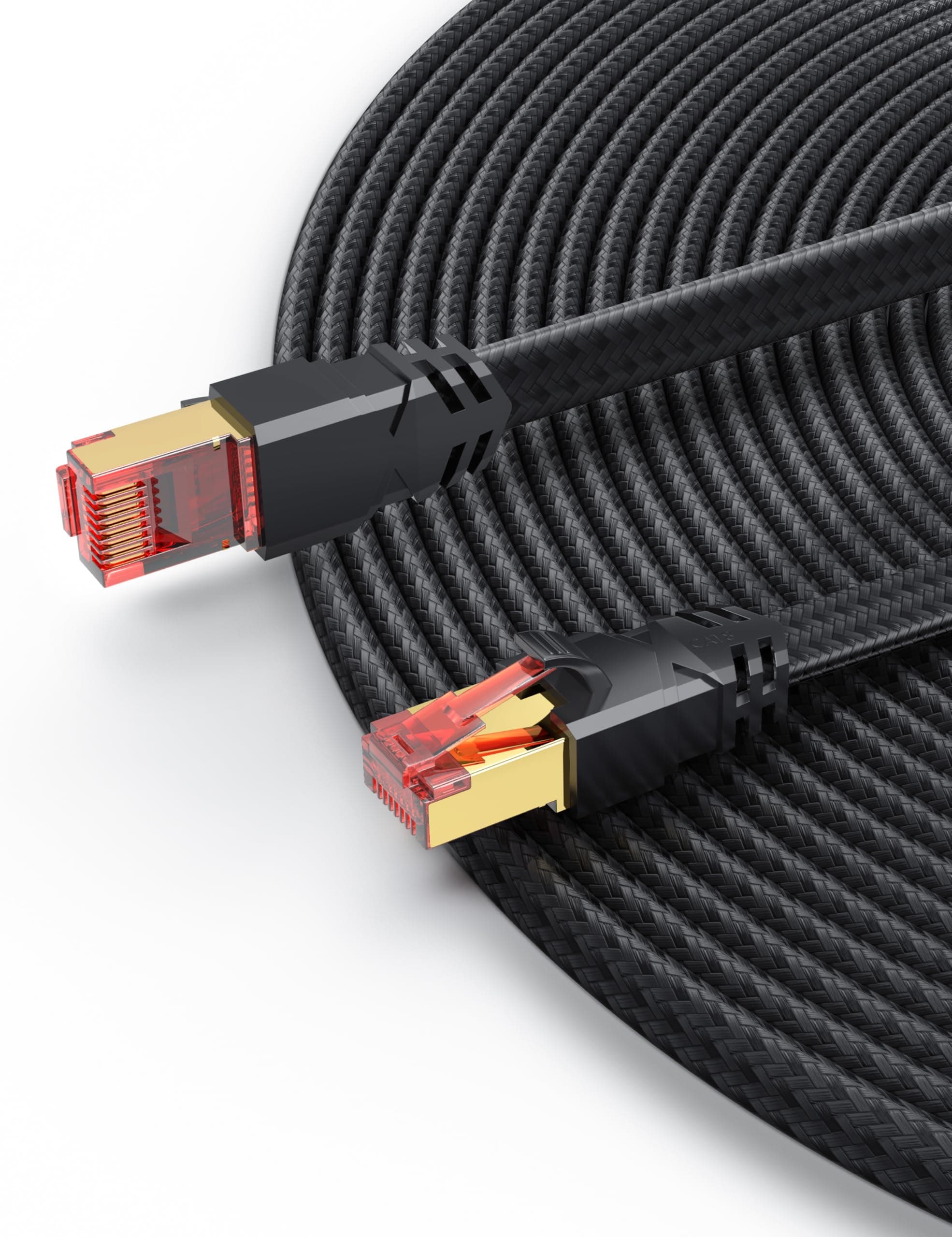 Cat 8 LAN Kabel 10meter,Tesmax 40Gbps Netzwerkkabel Hochgeschwindigkeits 2000MHz S/FTP Ethernet Kabel Gigabit POE RJ45 Nylon Geflochtener Vergoldeter Patchkabel für PS5 Router Modem Switch Steam Deck