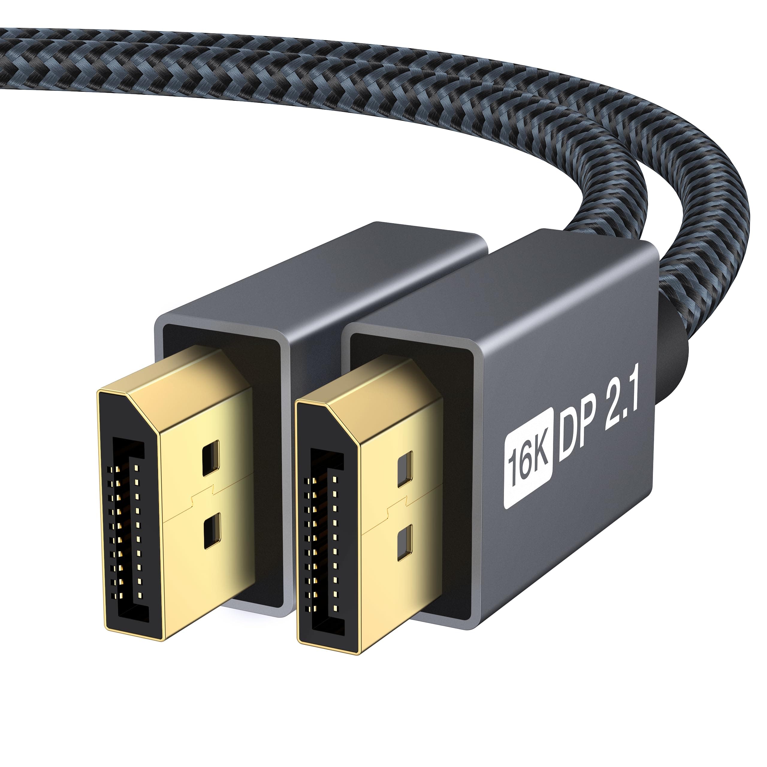 IVANKY 16K DisplayPort Kabel 2.1 2M, Kabel Displayport 4K@240Hz/165Hz/144Hz, 16K@60Hz, 8K@120Hz, 2K@240Hz, DP Kabel 2.1 Kompatibel mit HDR10, FreeSync, G-Sync für Gaming Monitor - Grau