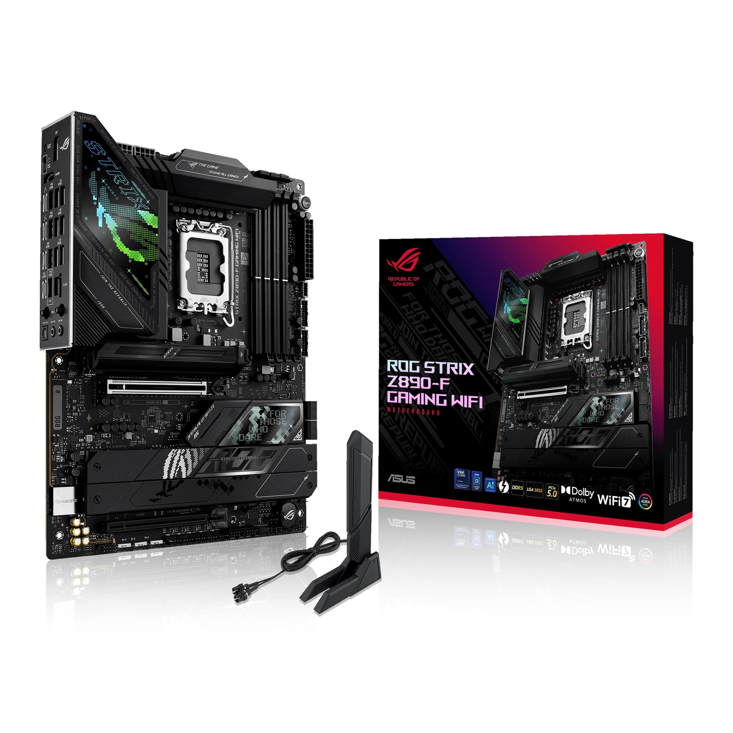 ASUS ROG Strix Z890-F Gaming WiFi Mainboard Sockel Intel LGA 1851 (ATX, Advanced AI, DDR5, WiFi 7, 5X M.2, Q-Release, PCIe 5.0, 2X Thunderbolt 4, DIMM Fit)