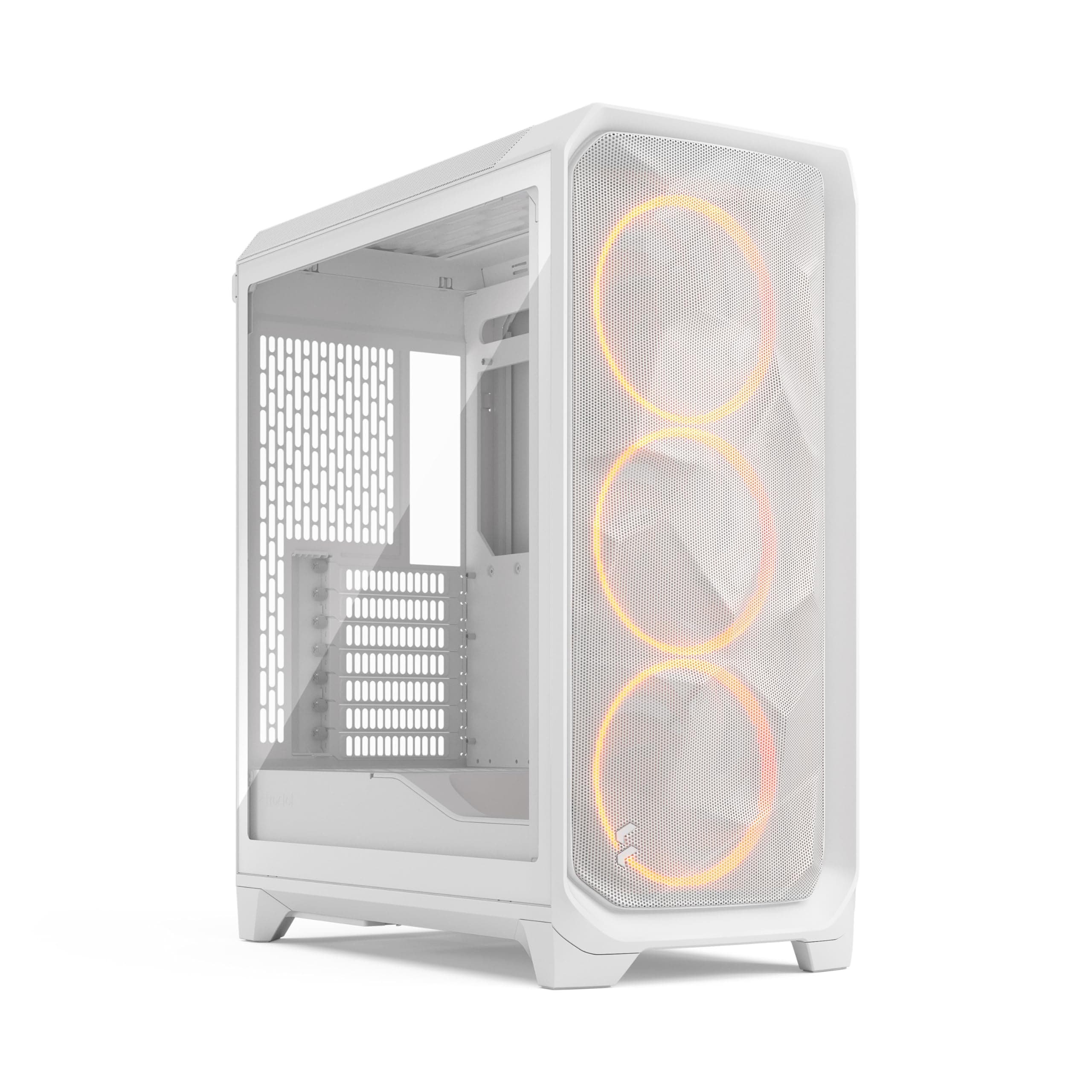 Fractal Design Meshify 3 White RGB TG Clear Tint - Gaming Computer-Gehäuse – Facetten-Mesh-Front – DREI RGB Momentum 14 Lüfter enthalten – E-ATX/ATX/mATX Unterstützung