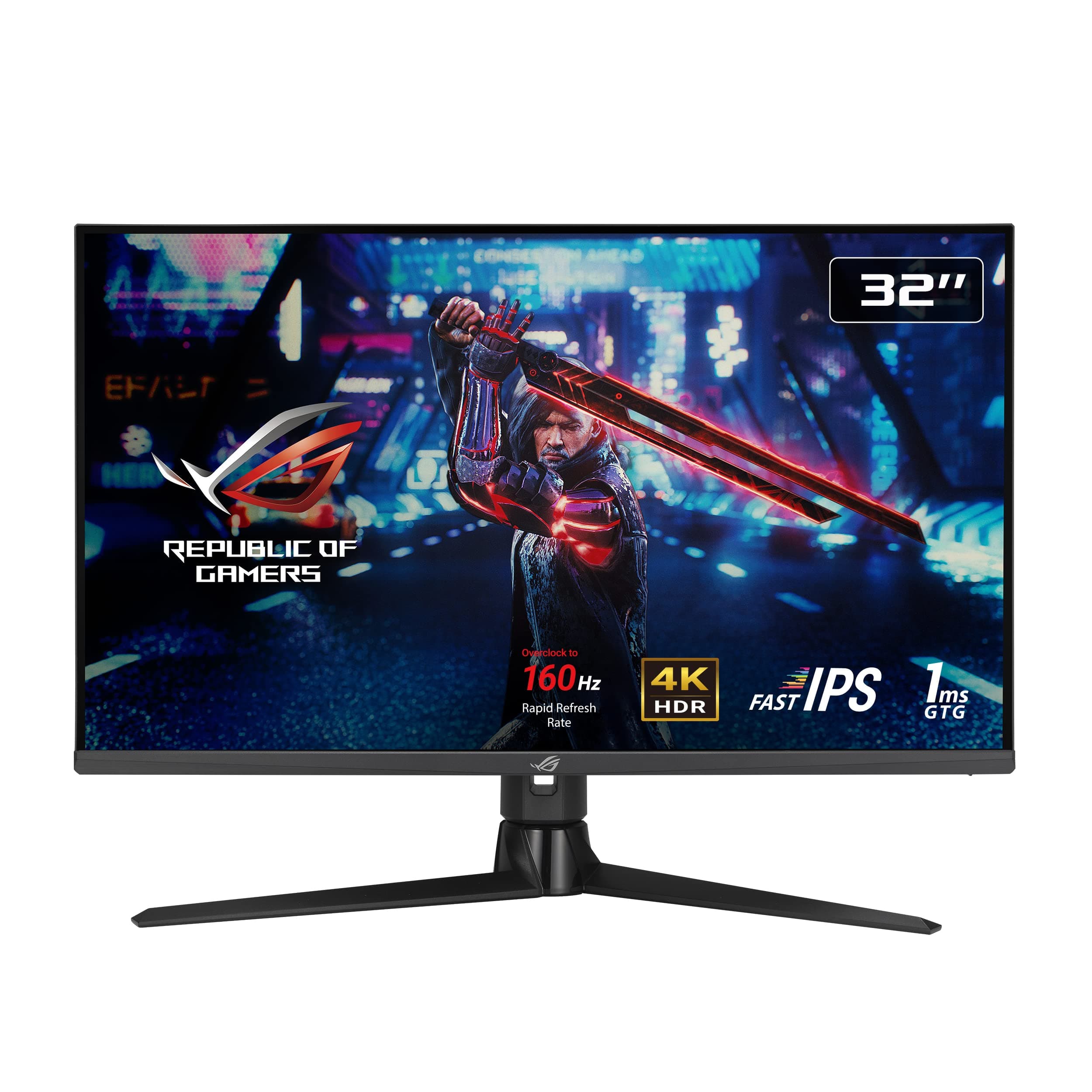 ASUS ROG Strix XG32UQ 32 Zoll Gaming Monitor (4K UHD 3840x2160, Fast IPS, 160Hz OC, 1ms GTG, G-Sync kompatibel, FreeSync Premium Pro, DisplayHDR 600, 96 Prozent DCI-P3, DisplayPort 1.4)