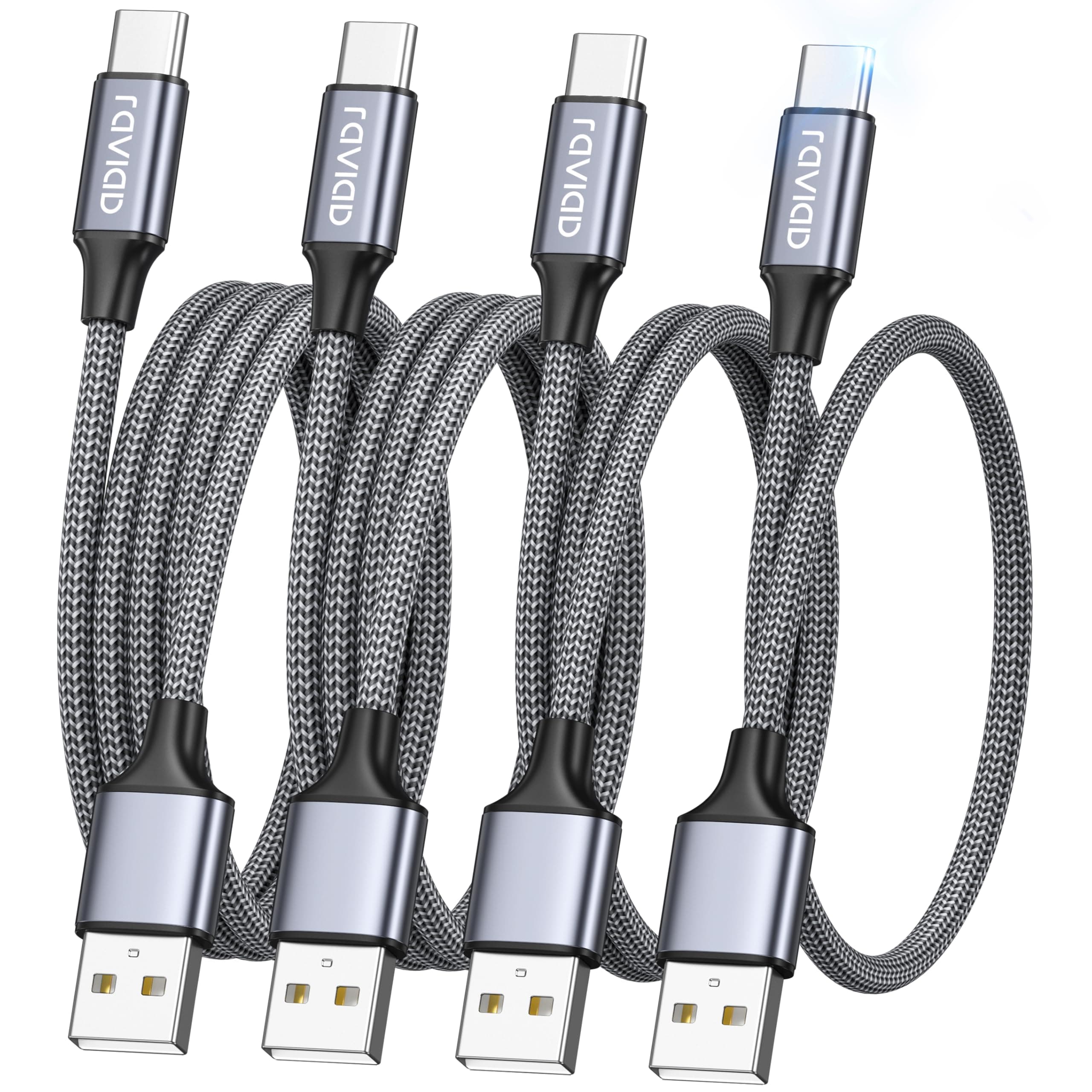 RAVIAD USB C Kabel [4Pack 0.5M 1M 2M 3M] 3.1A Ladekabel USB C Schnellladekabel Nylon USB C Ladekabel für iPhone 15 Pro Max, Samsung Galaxy S24 S23 S22 S21 S20 Note 10, Huawei P60