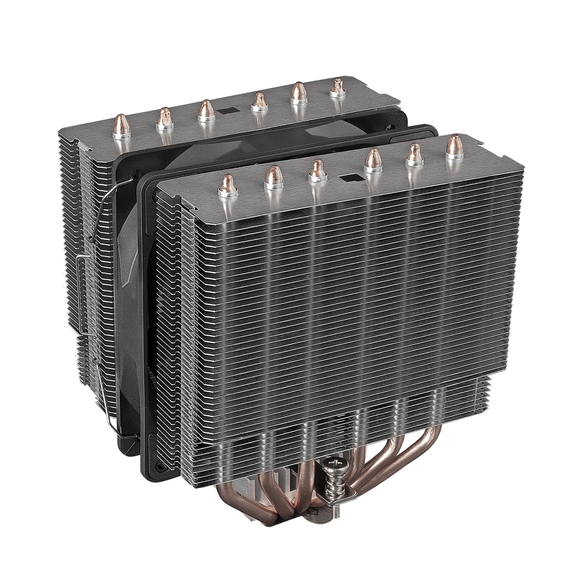 Mars Gaming MCPU-2T, Dual Tower CPU Kühler, 6 HCT Heatpipes, TDP 280W, Ultraleiser PWM 120mm Lüfter, Universal Multisocket