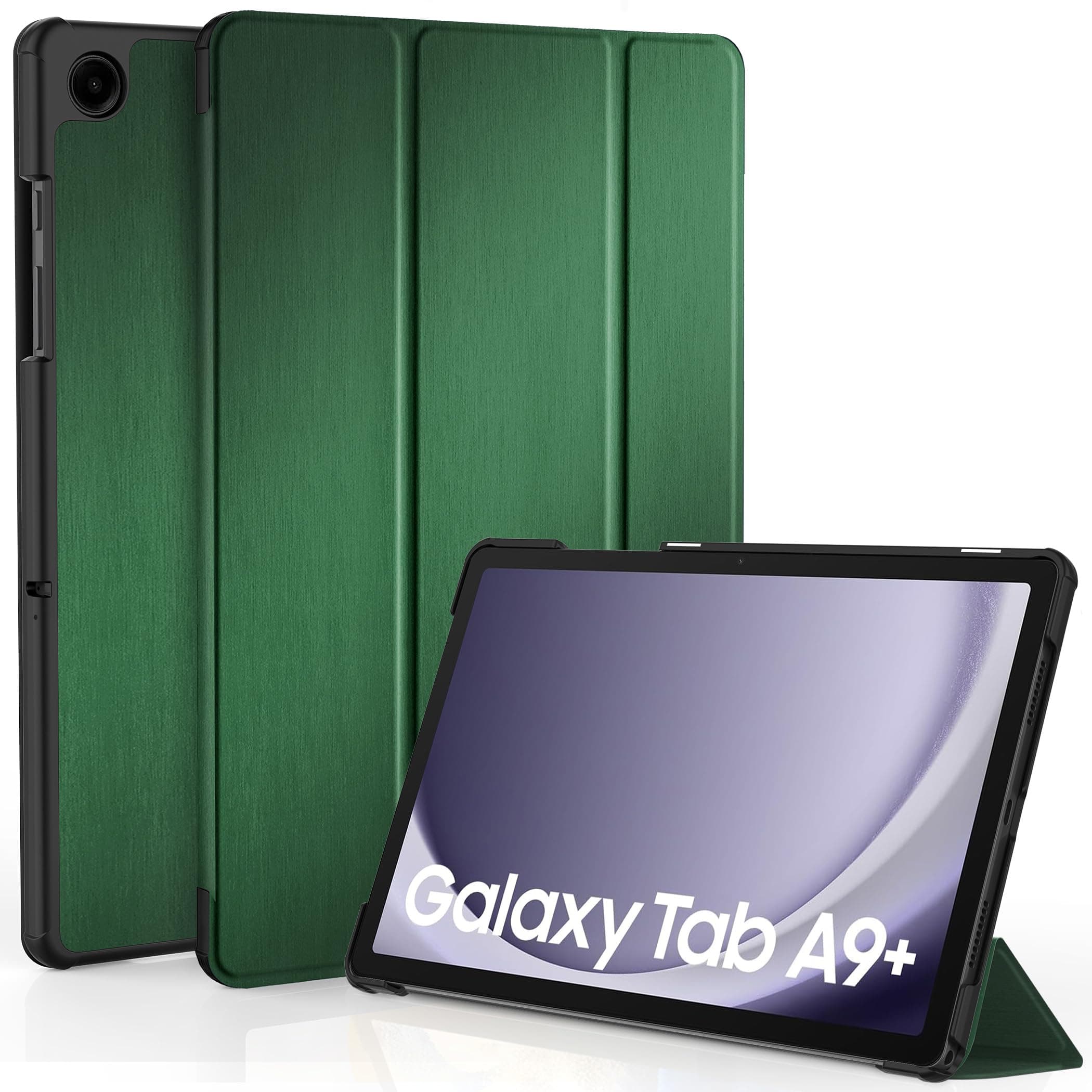 EasyAcc Hülle für Samsung Galaxy Tab A9+/ A9 Plus 11 Zoll 2023 SM-X210/ X215/ X216, Schutzhülle Ultradünne PU Leder mit Standfunktion und Auto Wachen/Schlafen Hülle Case, Dunkelgrün