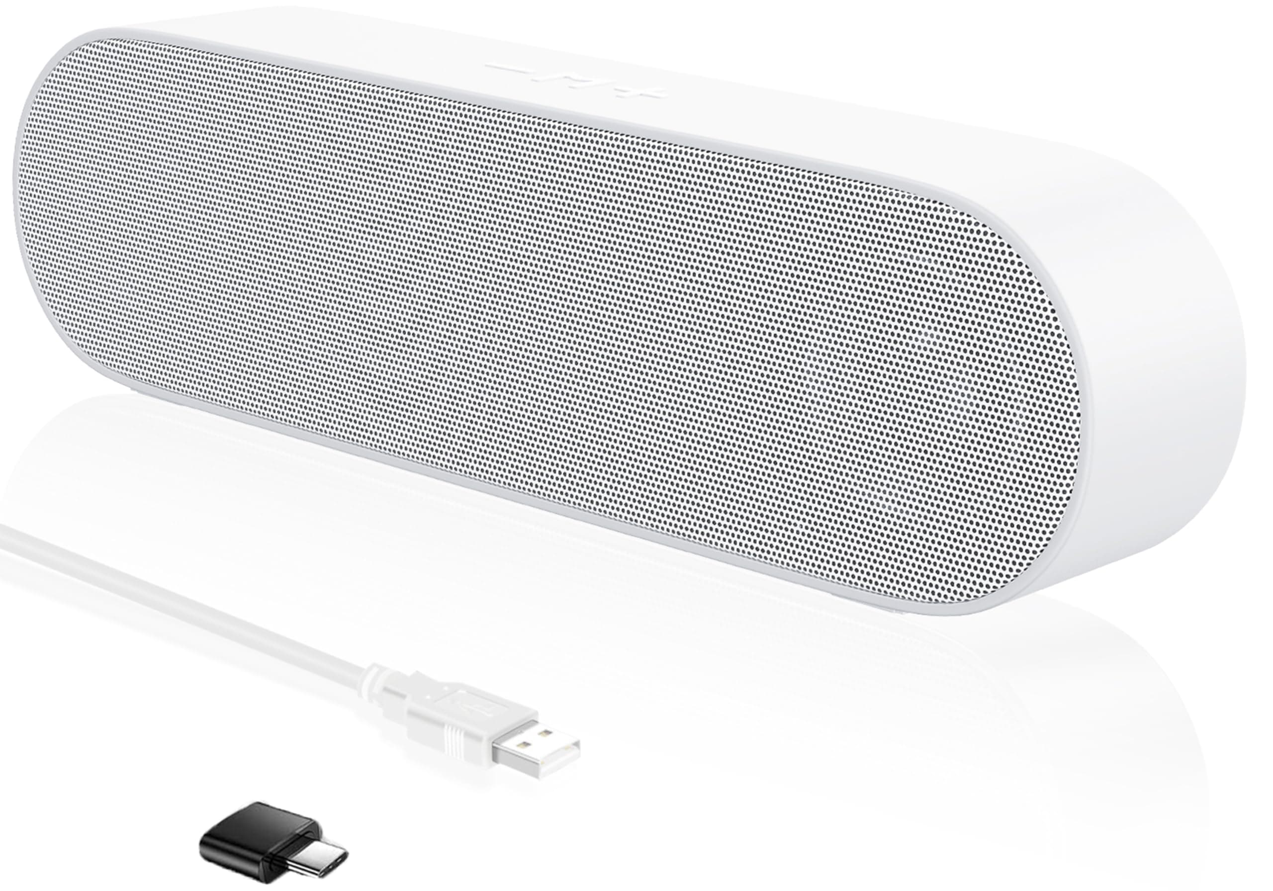 ZETIY USB Computerlautsprecher Soundbar mit USB-C Anschluss für Desktop, Laptop, Notebook - Plug and Play (Weiß)